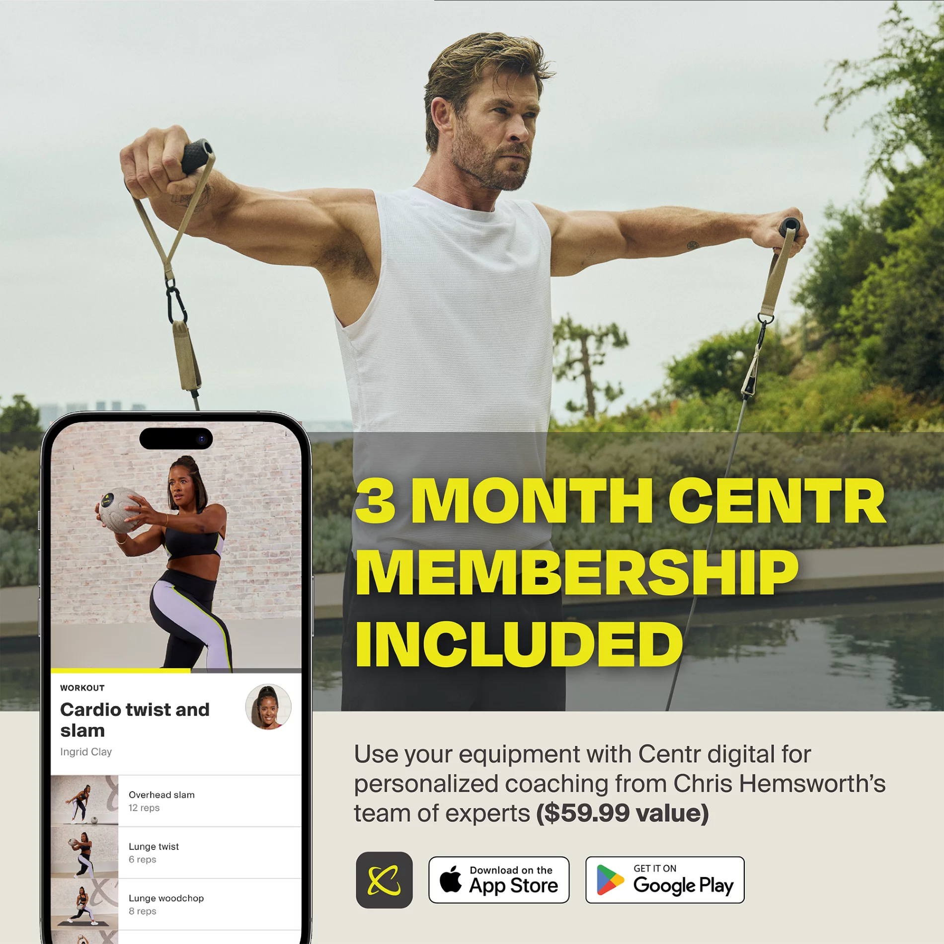 Centr by Chris Hemsworth Core Kit, Home Workout for Abs, 4 Piece Set with 3-Month Centr Membership