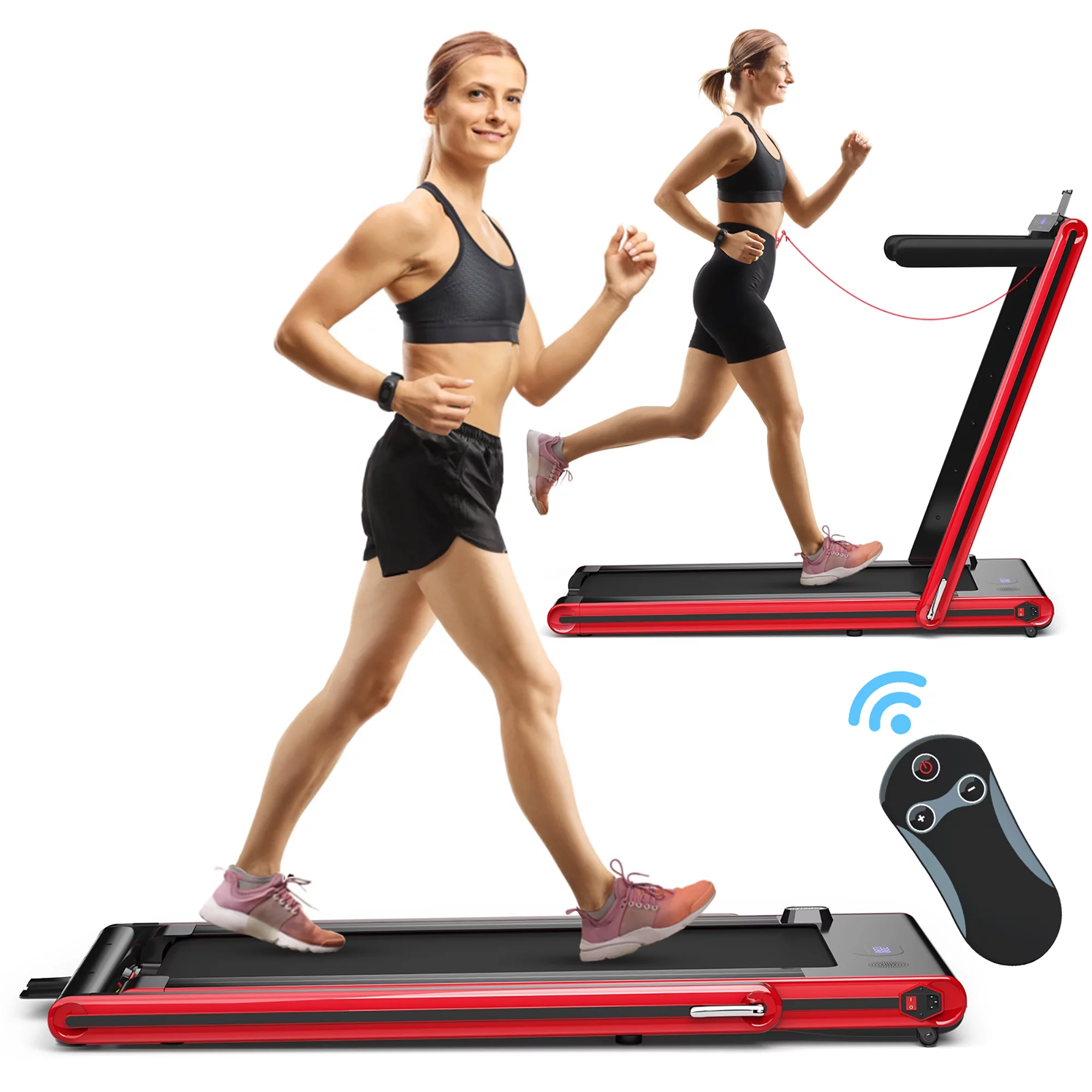 Costway 2-in-1 Folding Treadmill 2.25HP Jogging Machine w/ Dual LED Display Silver