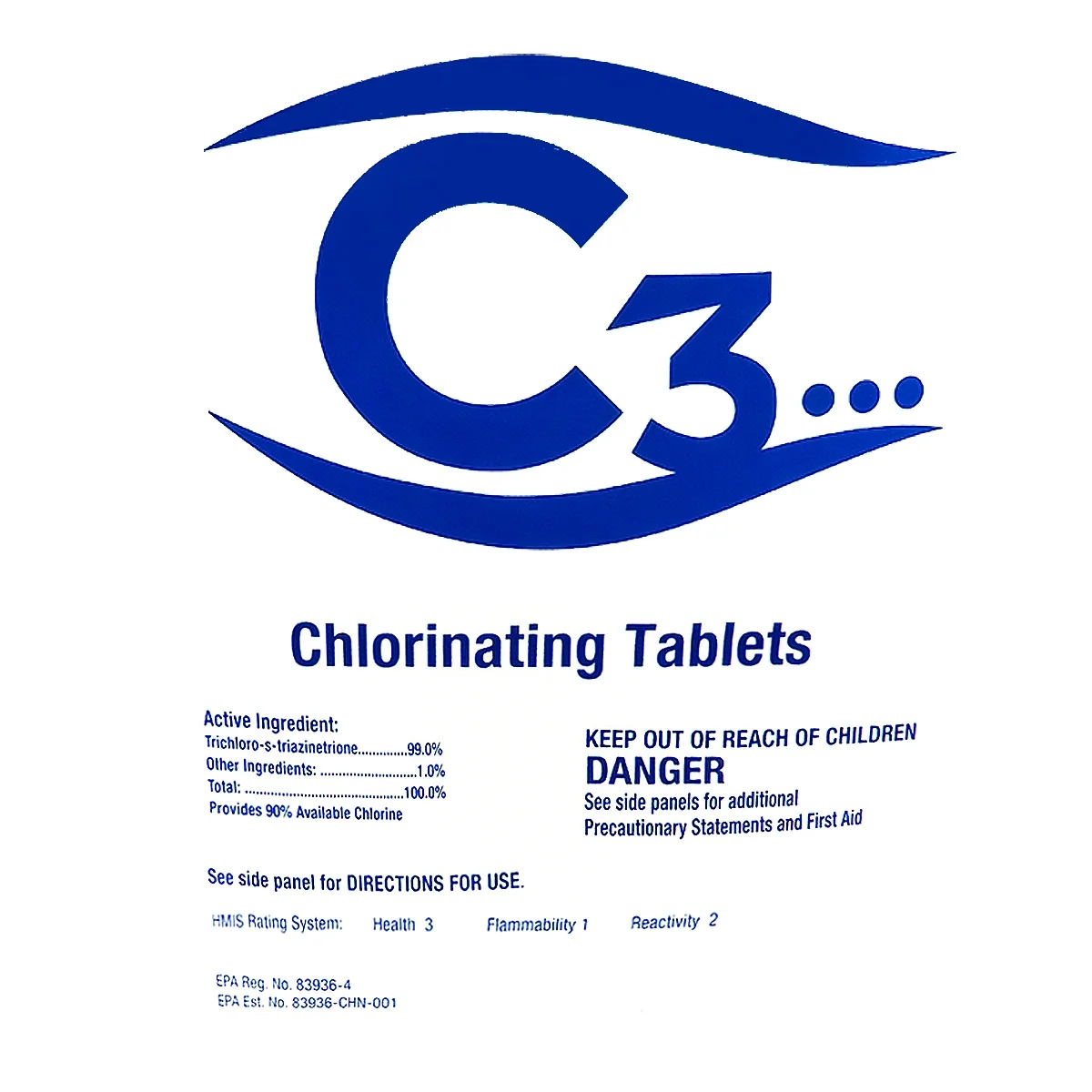 C3 3″ Stabilized Chlorine Tablets for Swimming Pool and Hot Tubs | 15 lbs