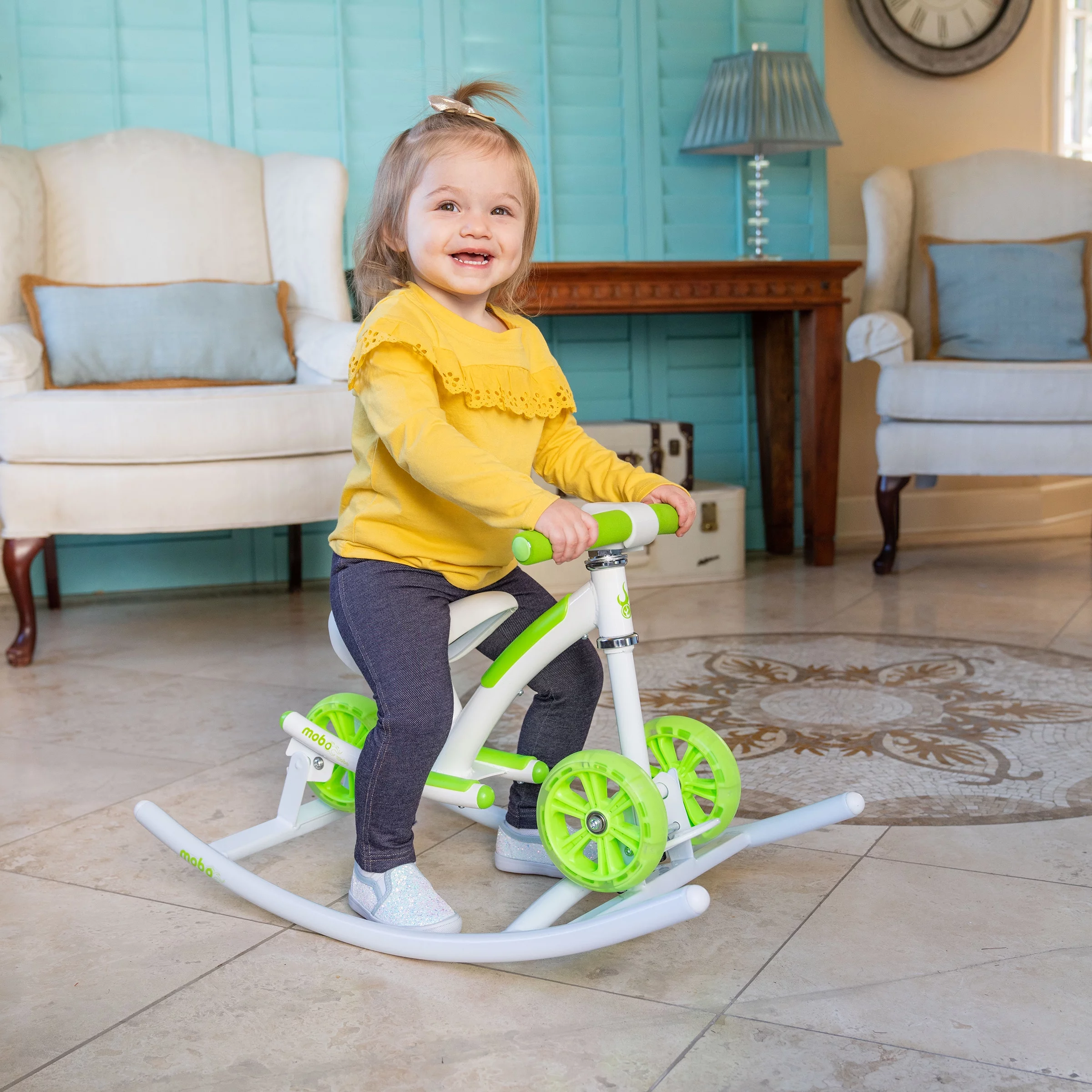 Mobo Wobo 2-in-1 Rocking Baby Balance Bike, 1-3 Years Old, Baby Ride-On Toy, White