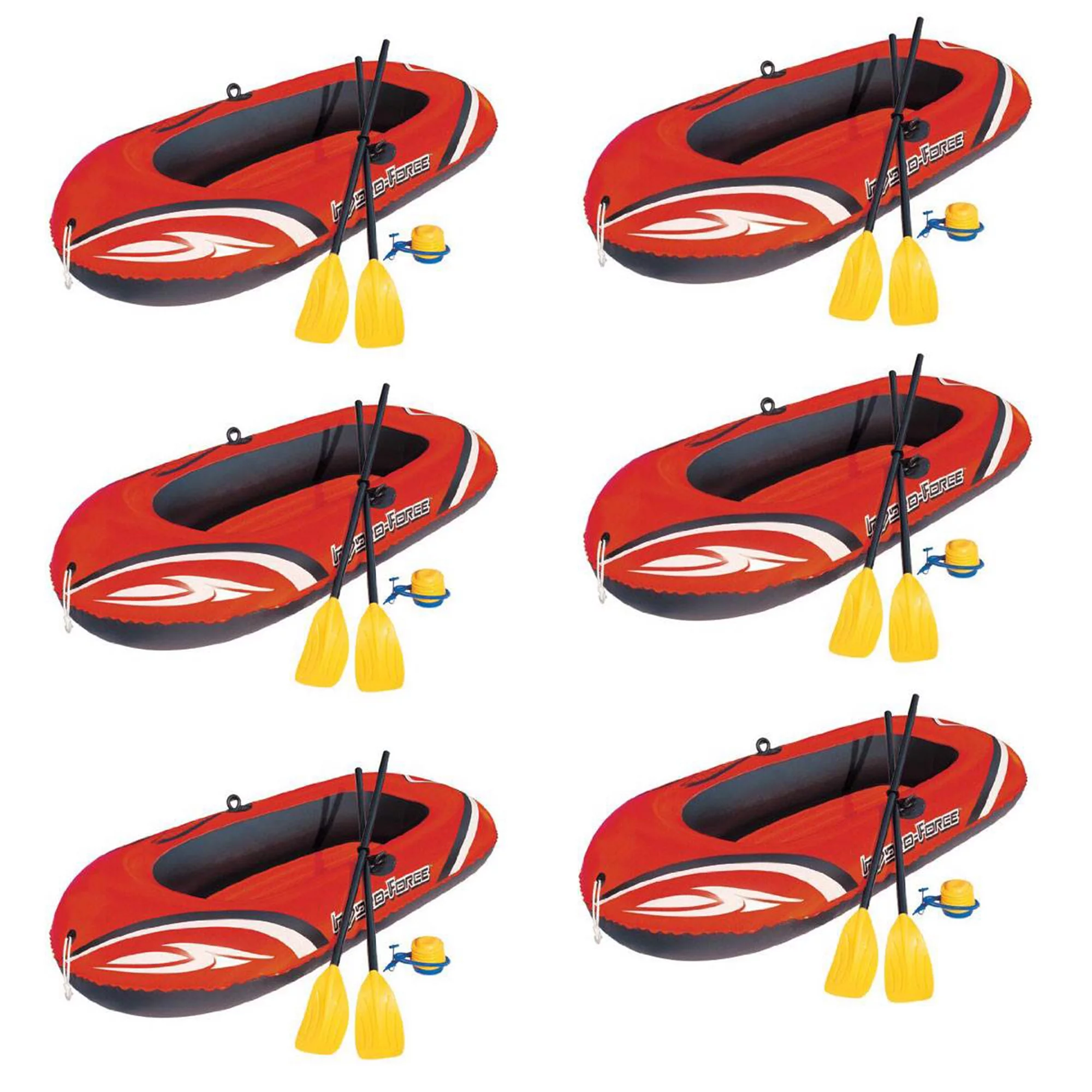 Bestway 77×45 Inches HydroForce Inflatable Raft Set with Oars and Pump (6 Pack)