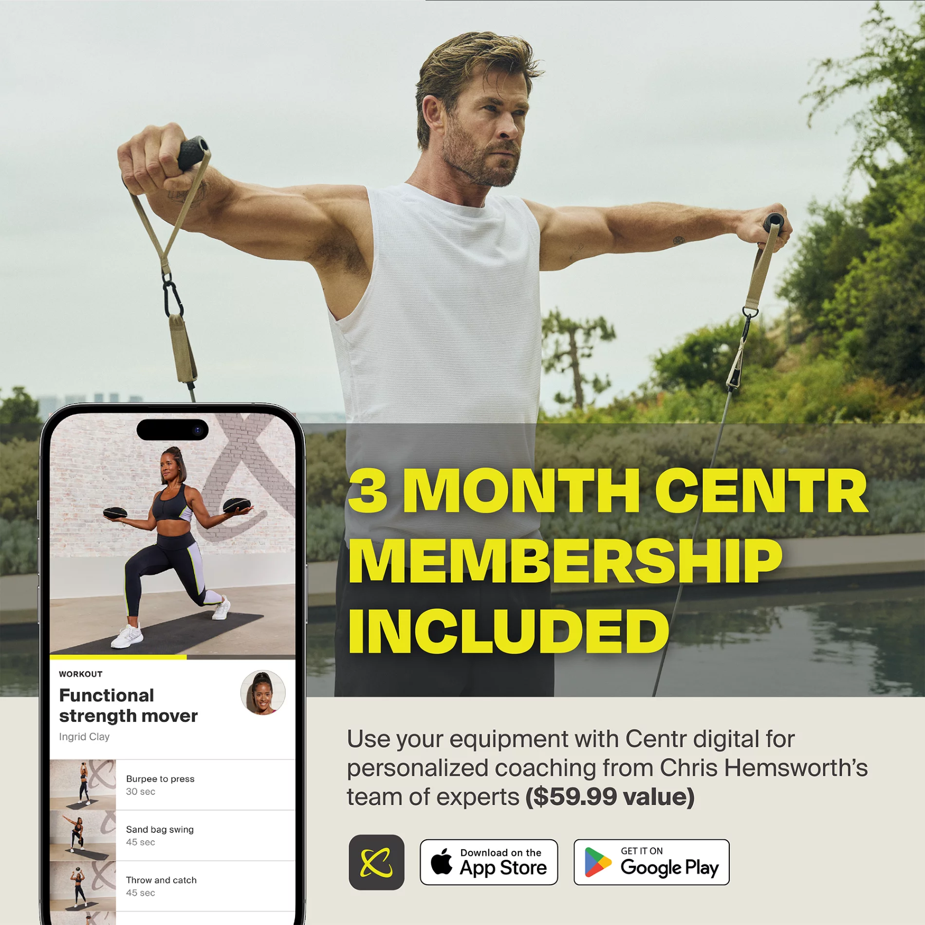 Centr By Chris Hemsworth Sand Bags, Long-Lasting Free Weights, 8 lb, 2-Pack with 3-Month Membership