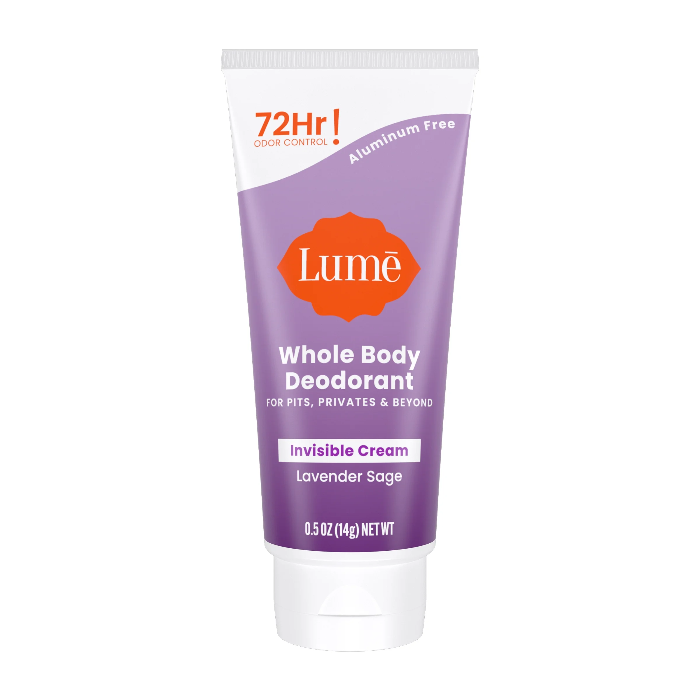 Lume Whole Body Deodorant – Mini Invisible Cream – Lavender Sage – .5oz Tube