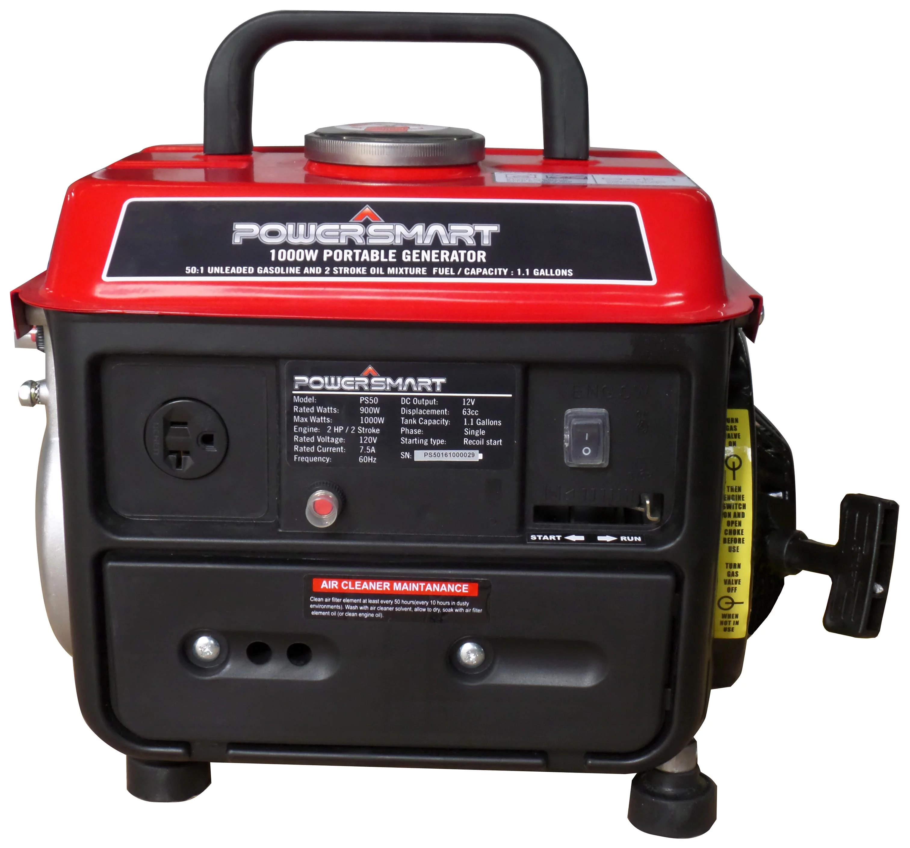 Power Smart PS50 1000-Watt 2 Stroke Manual Start Portable Generator