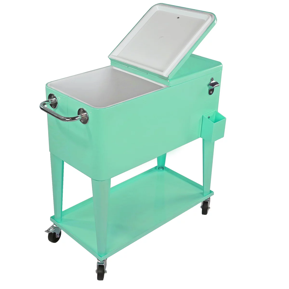 Home Aesthetics Retro 80Qt Quart Rolling Cooler Cart Ice Chest Patio Outdoor