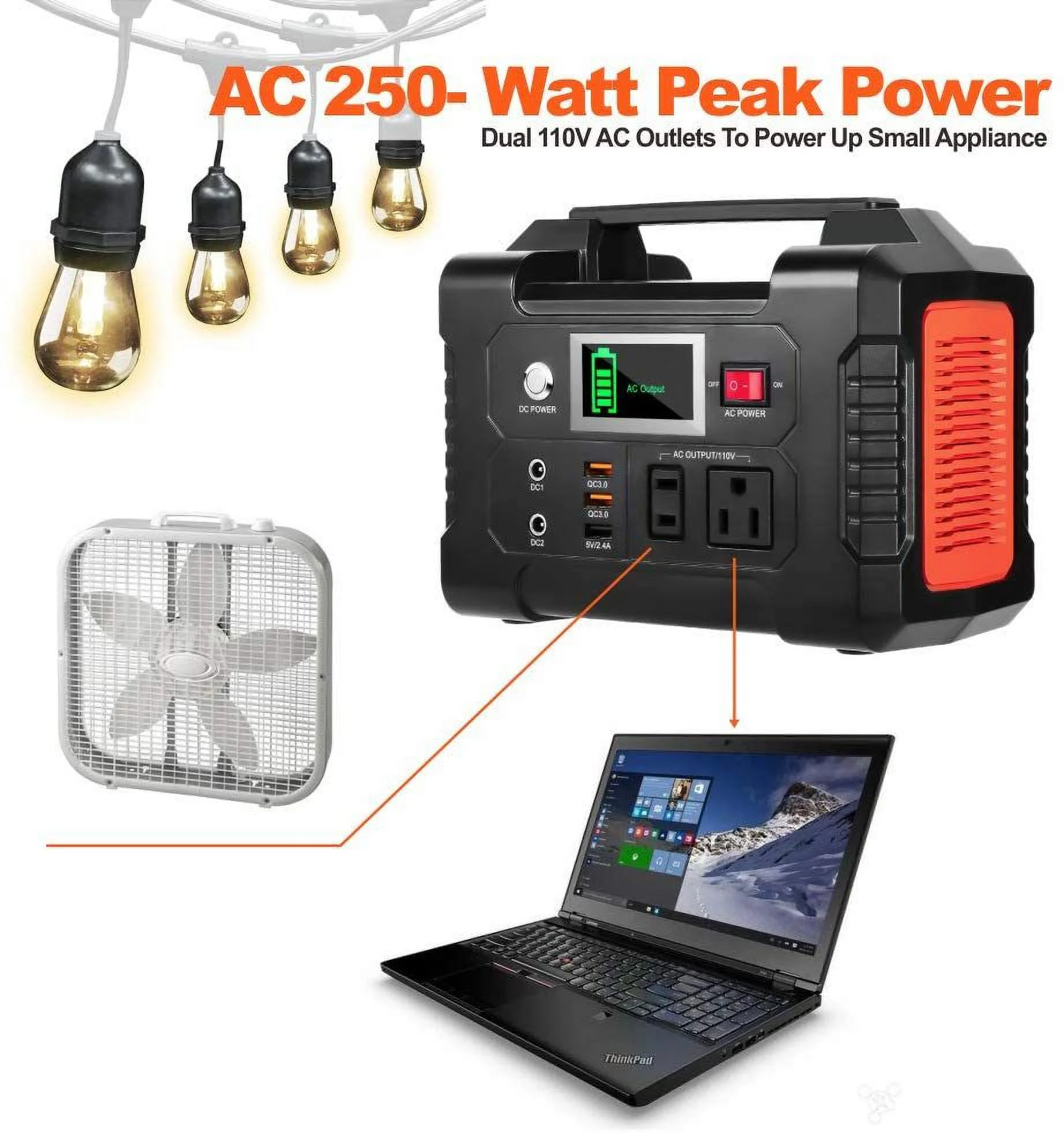 200W Portable Power Station, FlashFish 40800mAh Solar Generator with 110V AC Out