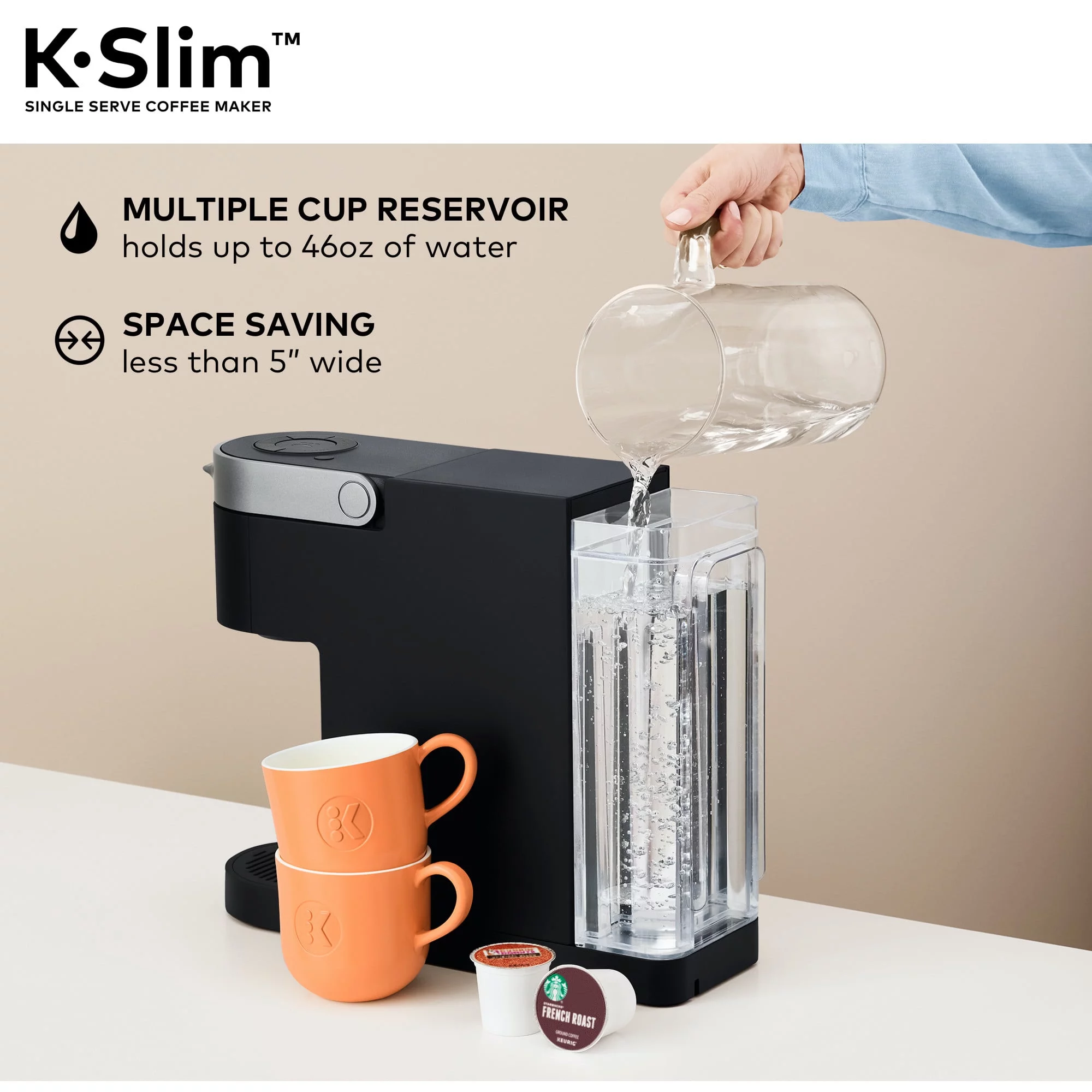 Keurig K- Slim Single Serve K-Cup Pod Coffee Maker, MultiStream Technology, Black