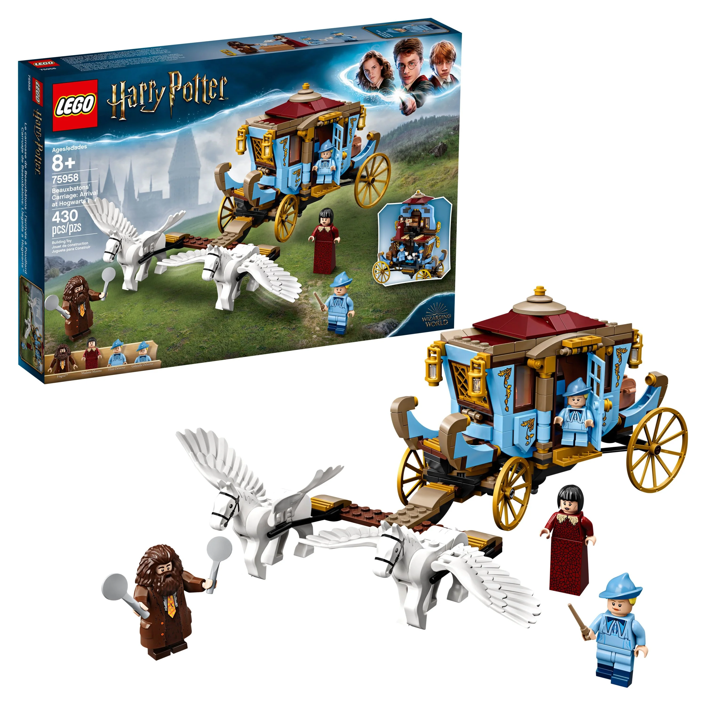 LEGO Harry Potter and the Goblet of Fire Beauxbatons’ Carriage: Arrival at Hogwarts 75958 Wizard Hagrid Horses Building Toy (430 Pieces)