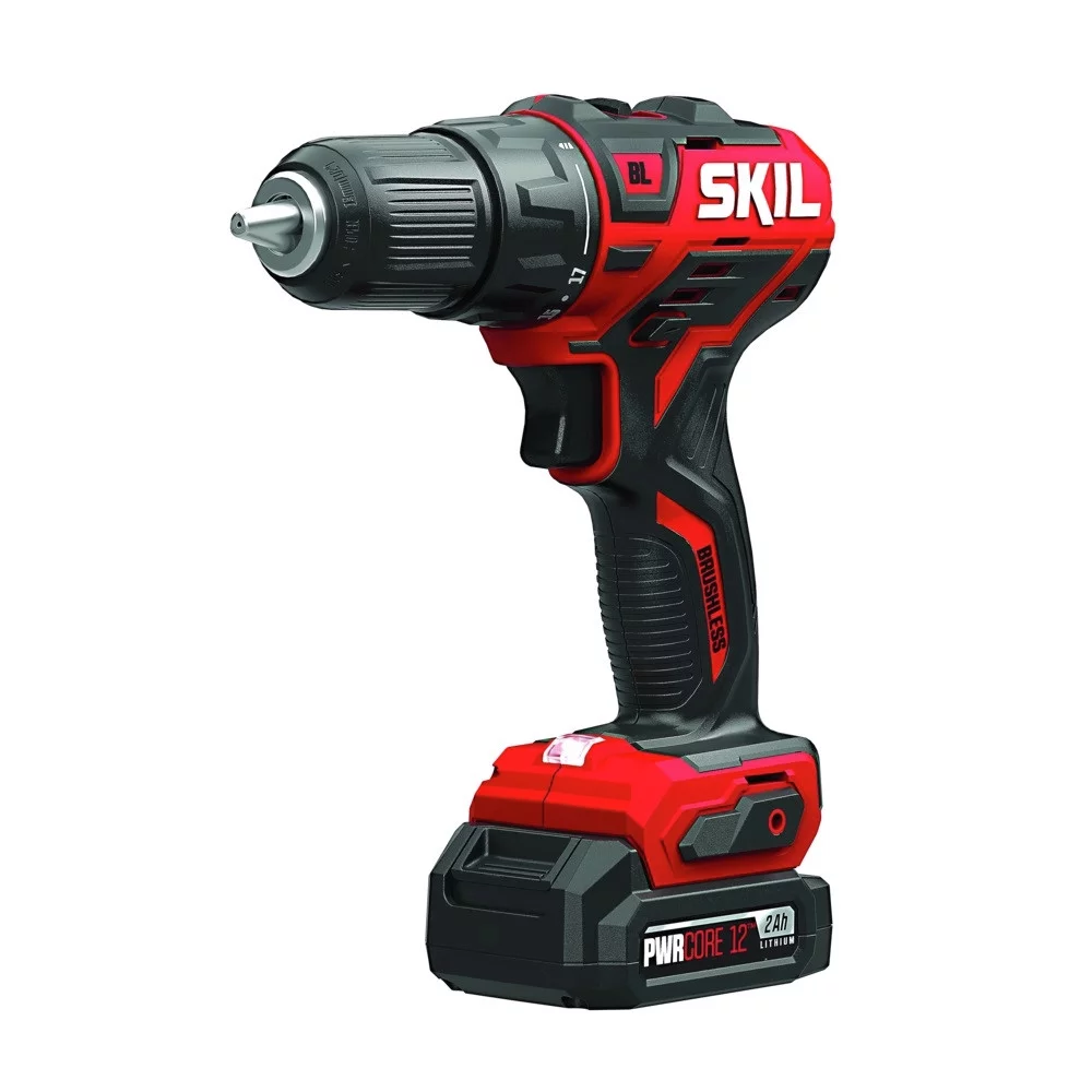 SKIL PWR CORE 12 Brushless 12-Volt 1/2 In. Cordless Drill Driver Kit with 2.0Ah Lithium-Ion Battery and Charger , DL529002