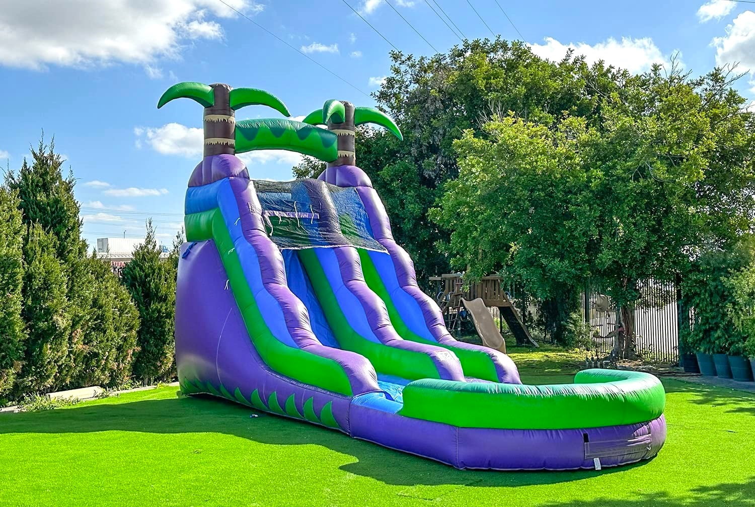 JumpOrange Tropical Commercial Grade Water Slide Inflatable with Pool for Kids and Adults (with Blower)