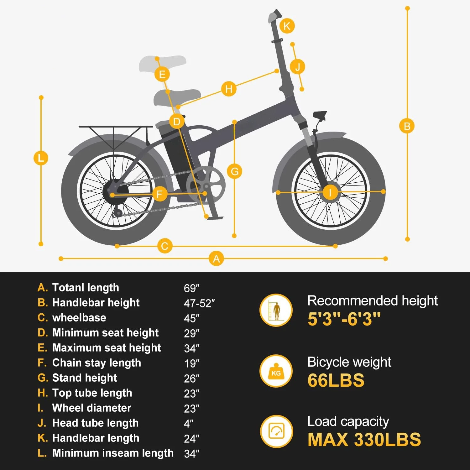 Yoloway Mars Electric Bike for Adults 500W Foldable 20″ x 4.0 Fat Tire Electric Bicycle, 48V 12.5AH Removable Battery, Electric Folding Bike with Dual Shock Absorber