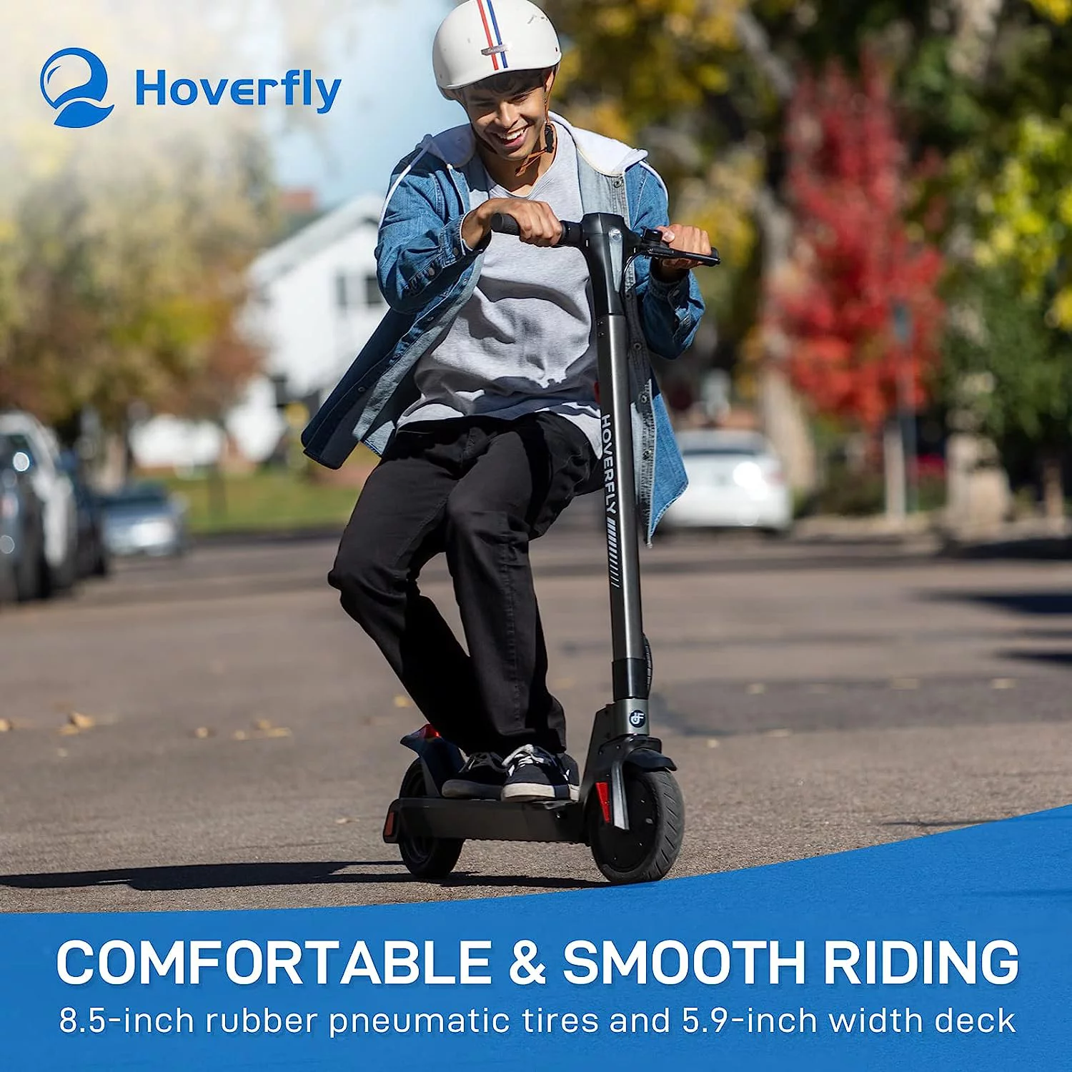 HOVERFLY F1 Foldable Adult Electric Scooter, 300w Motor Max 15 Mile & 15.5 mph Max220 lbs, 8.5″ Commuter Electric Scooter Unisex