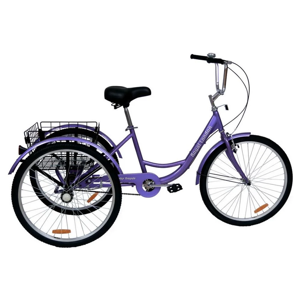 Royal London Adult Tricycle 3 Wheeled Trike Bicycle w/ Shopping Basket Purple