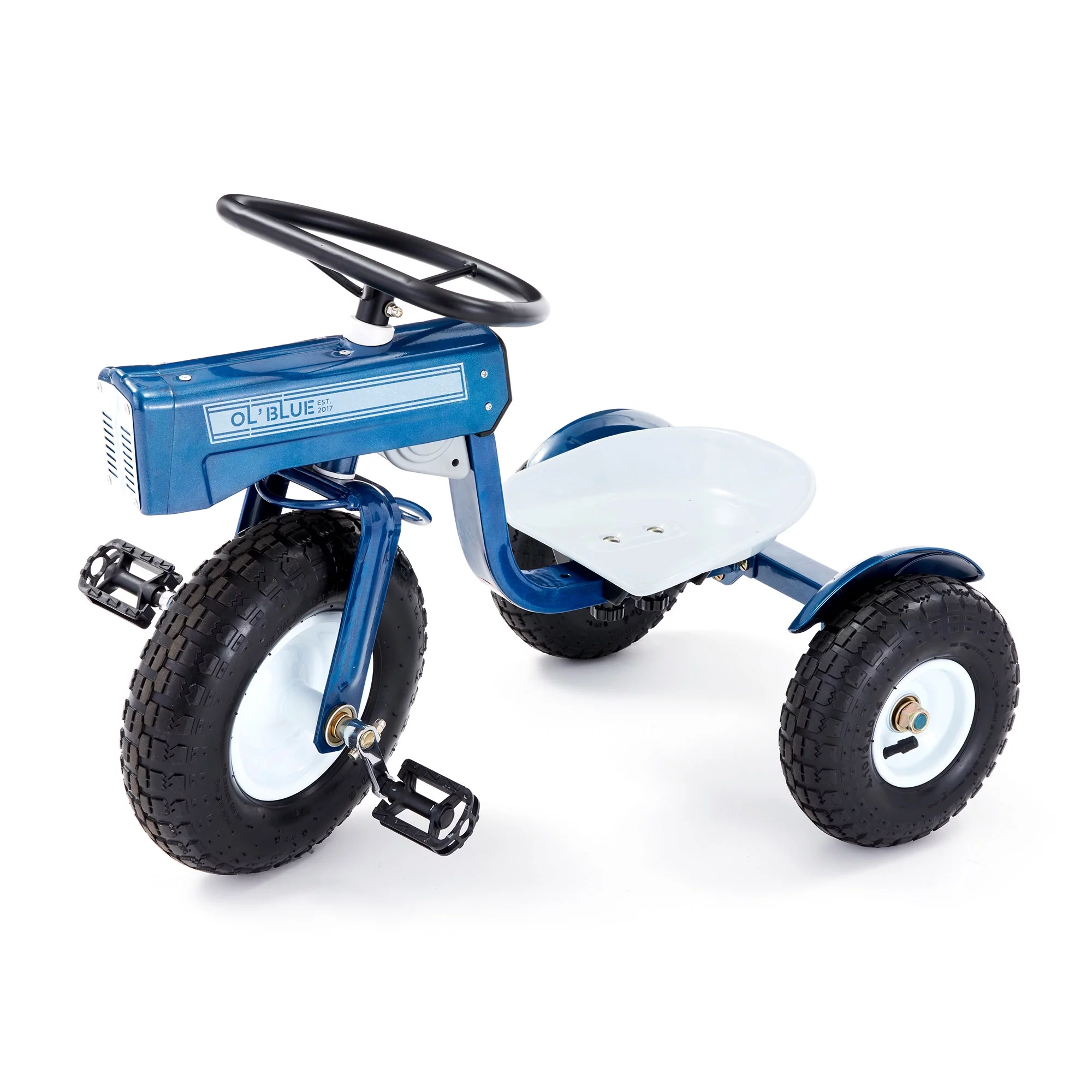 Tricam Ol’ Blue Tractor Tricycle, 22″ Steel Toddler Bike Kids Ride On Toy