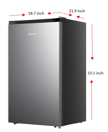 Hisense 4.4 Cu ft. Single Door Mini Fridge with Chiller, Silver 18.7″ Width