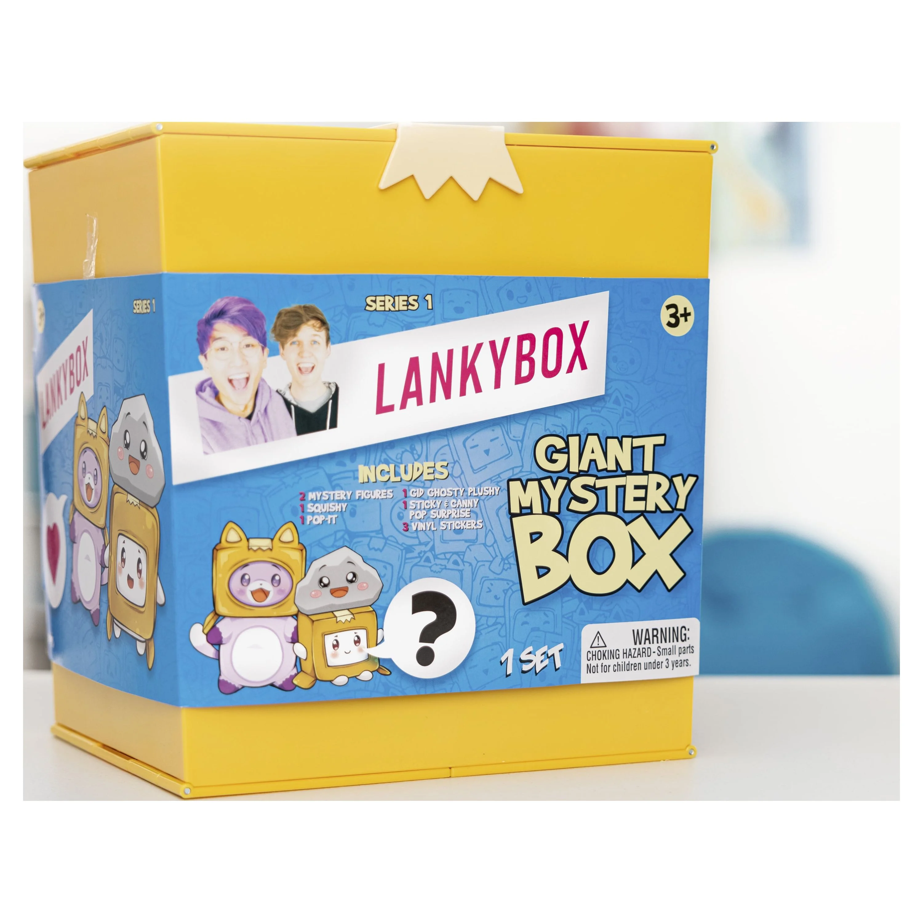 Lankybox Big Boxy Mystery Box, Yellow Surprise Box with Plush, Squish, Role-Play and Much More