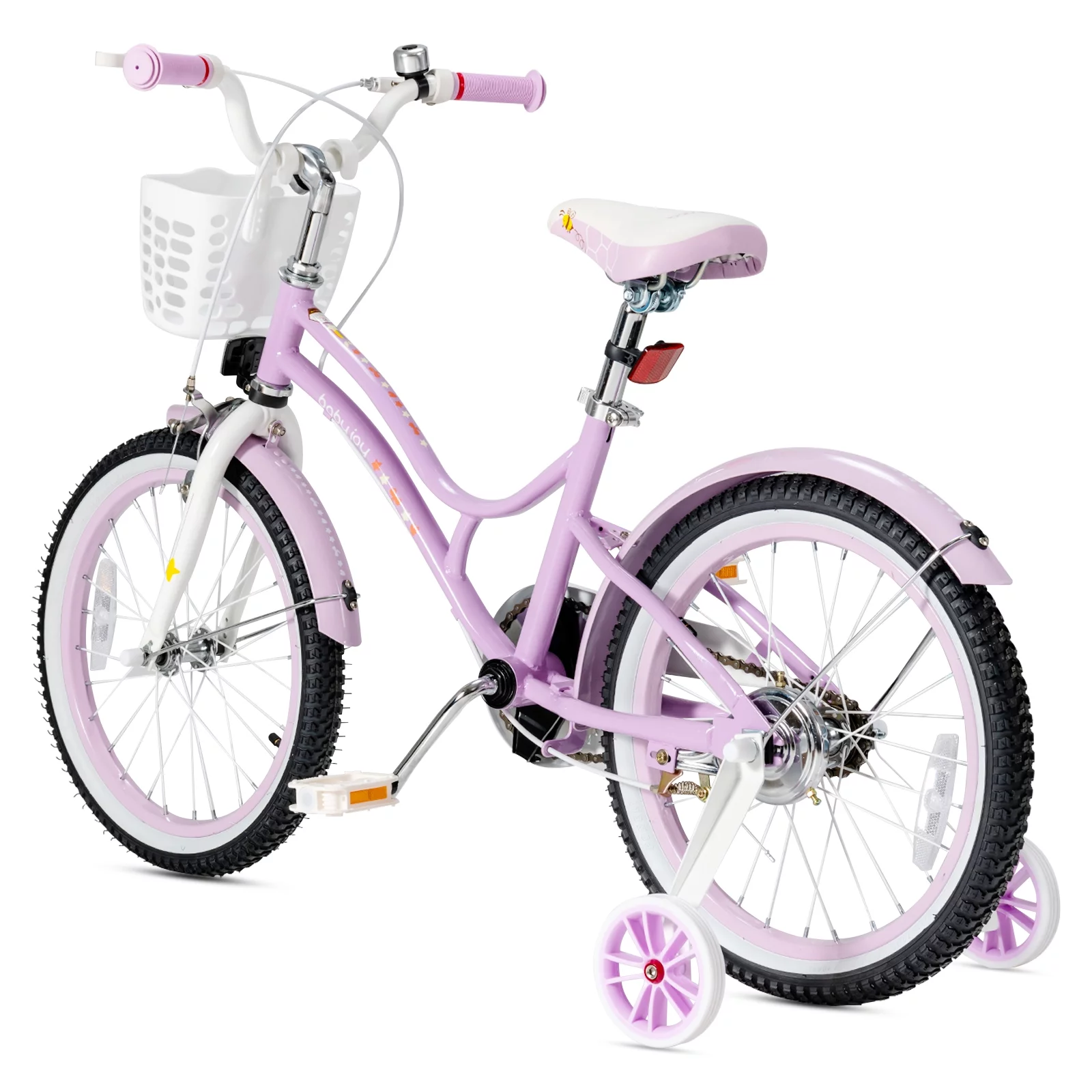 Topbuy 18″ Kids Bike w/Removable Training Wheels &Adjustable Seat Toddlers Freestyle Adjustable Bicycle Pink