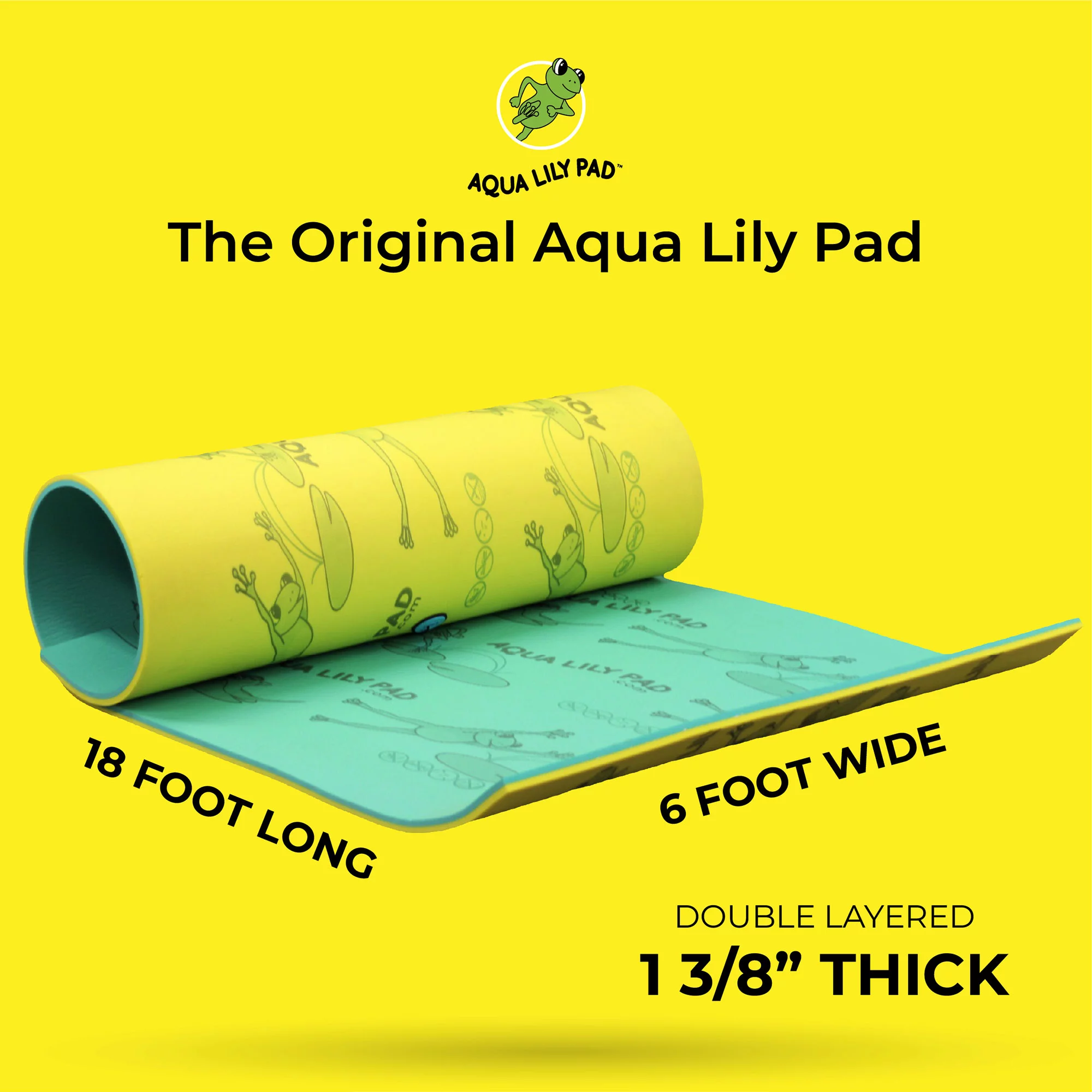 Aqua Lily Pad 18 Ft Water Mat Playground Floating Foam Pad for Lake, Yellow