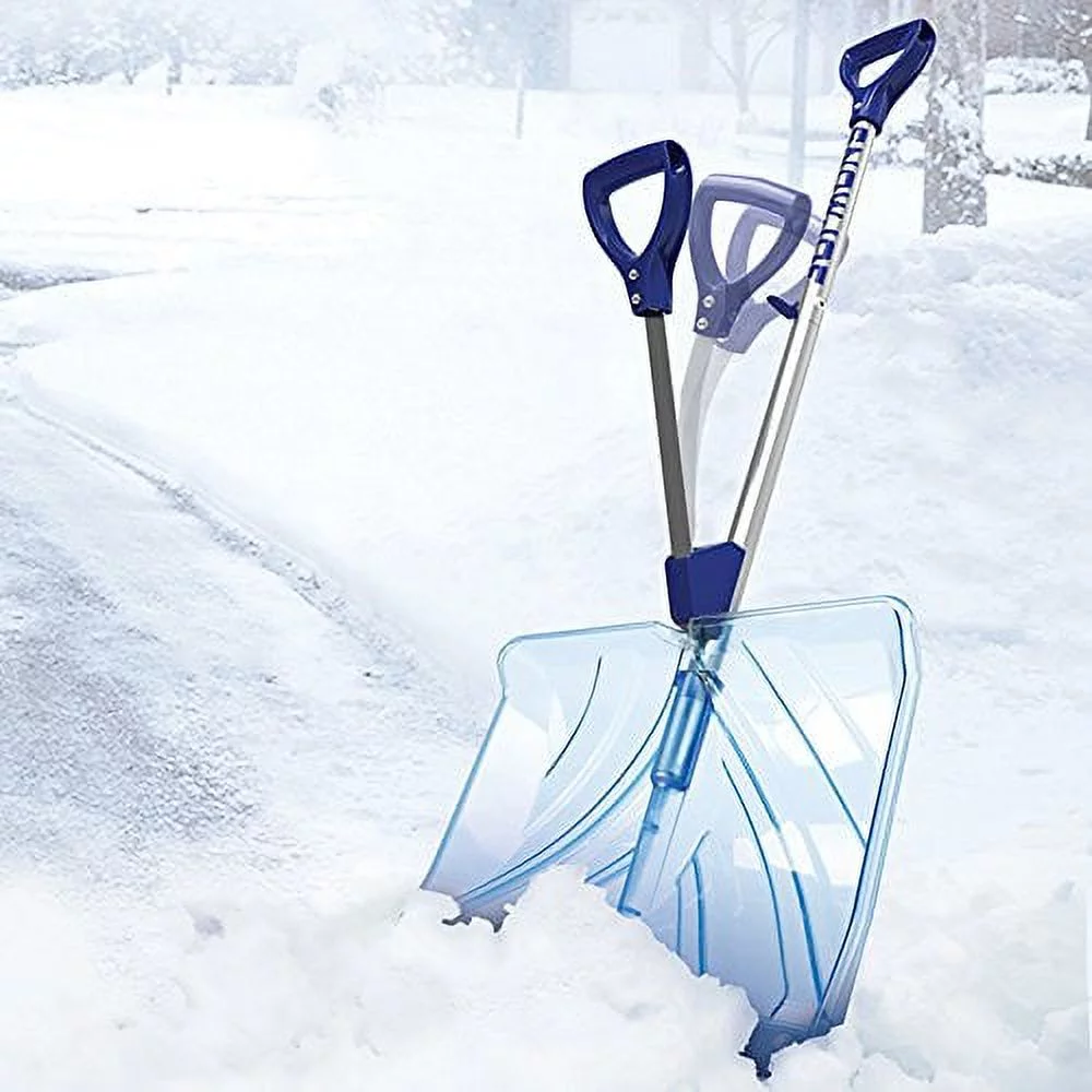 Snow Joe Shovelution Strain-Reducing Snow Shovel, 18-inch Poly Blade, Spring Assisted Handle