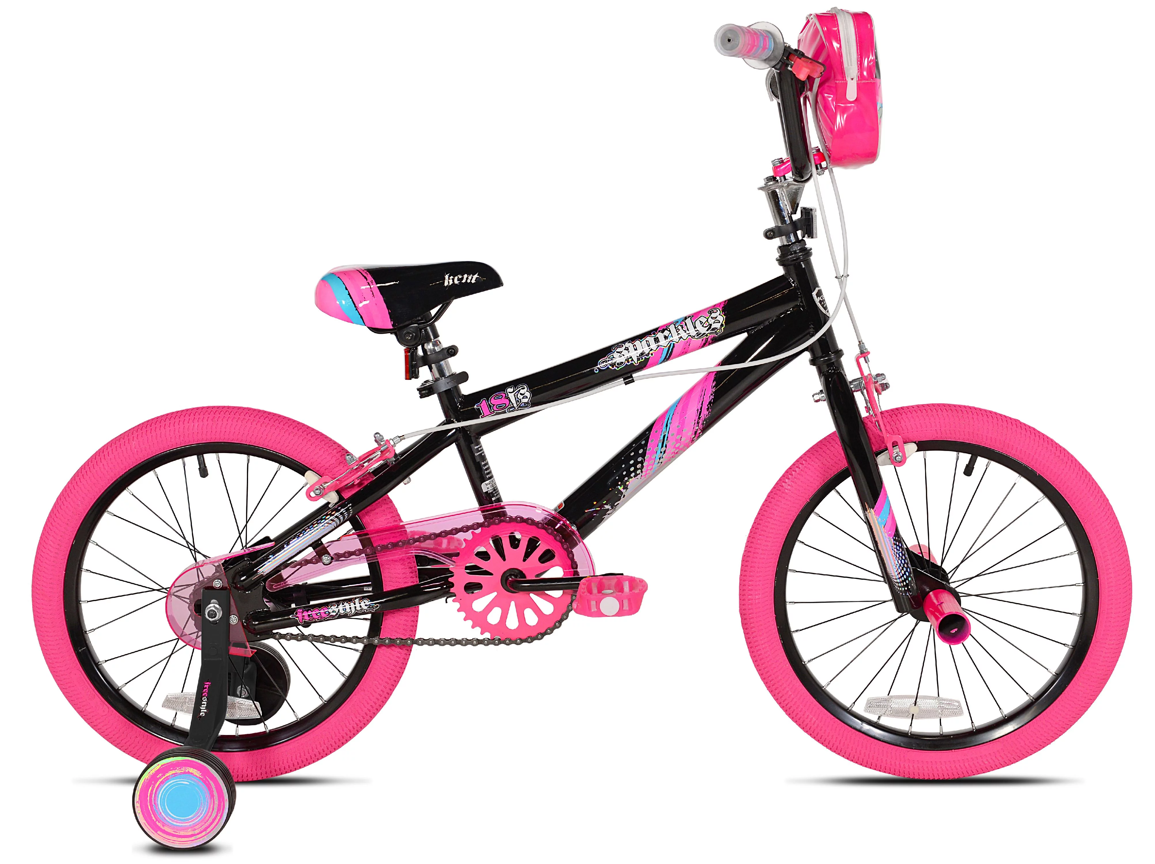 Kent Bicycles 18 inch Girl’s Sparkles Bicycle, Black and Pink