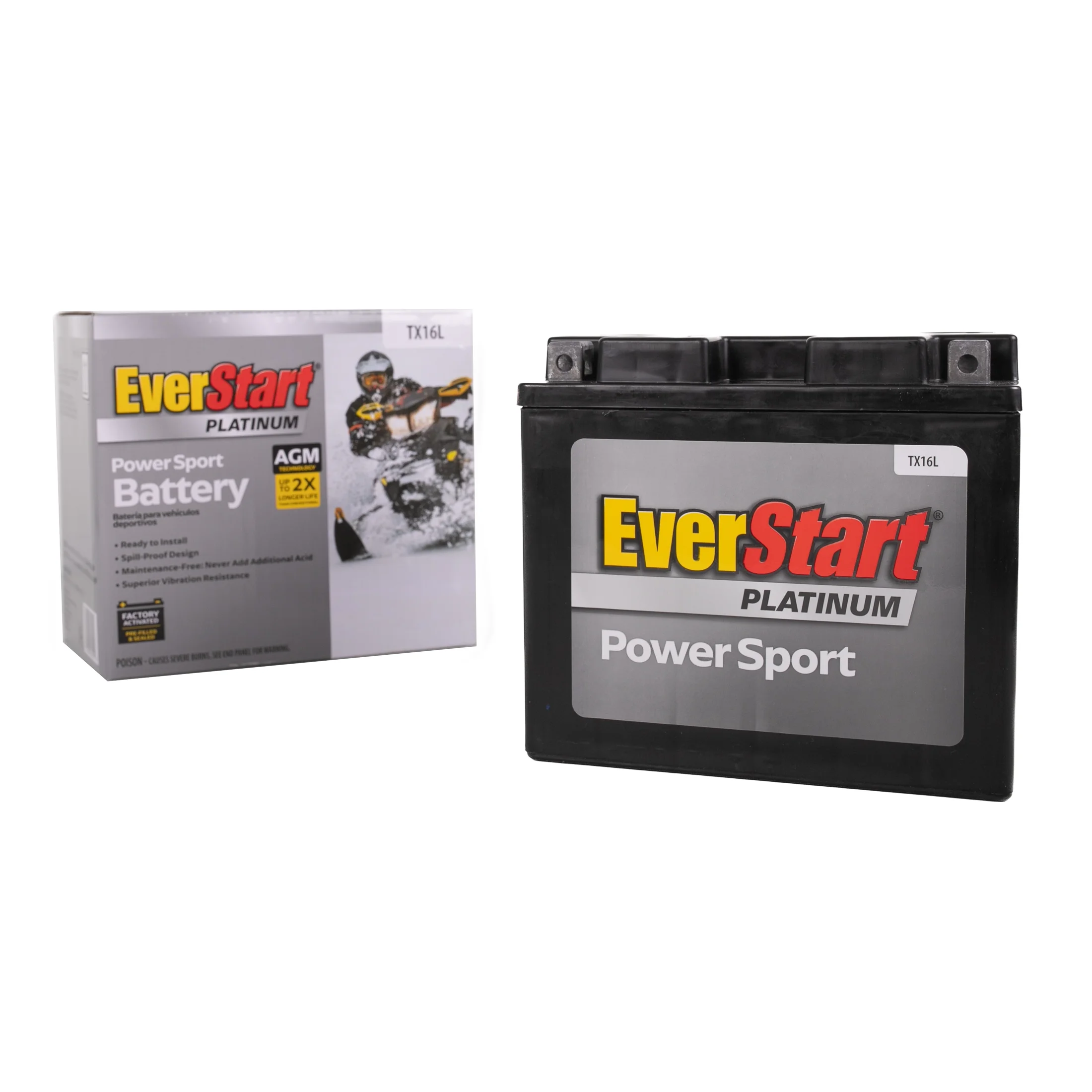 TX16L EverStart AGM Factory Activated Powersport 12 Volt Battery 230 CCA 14 RC