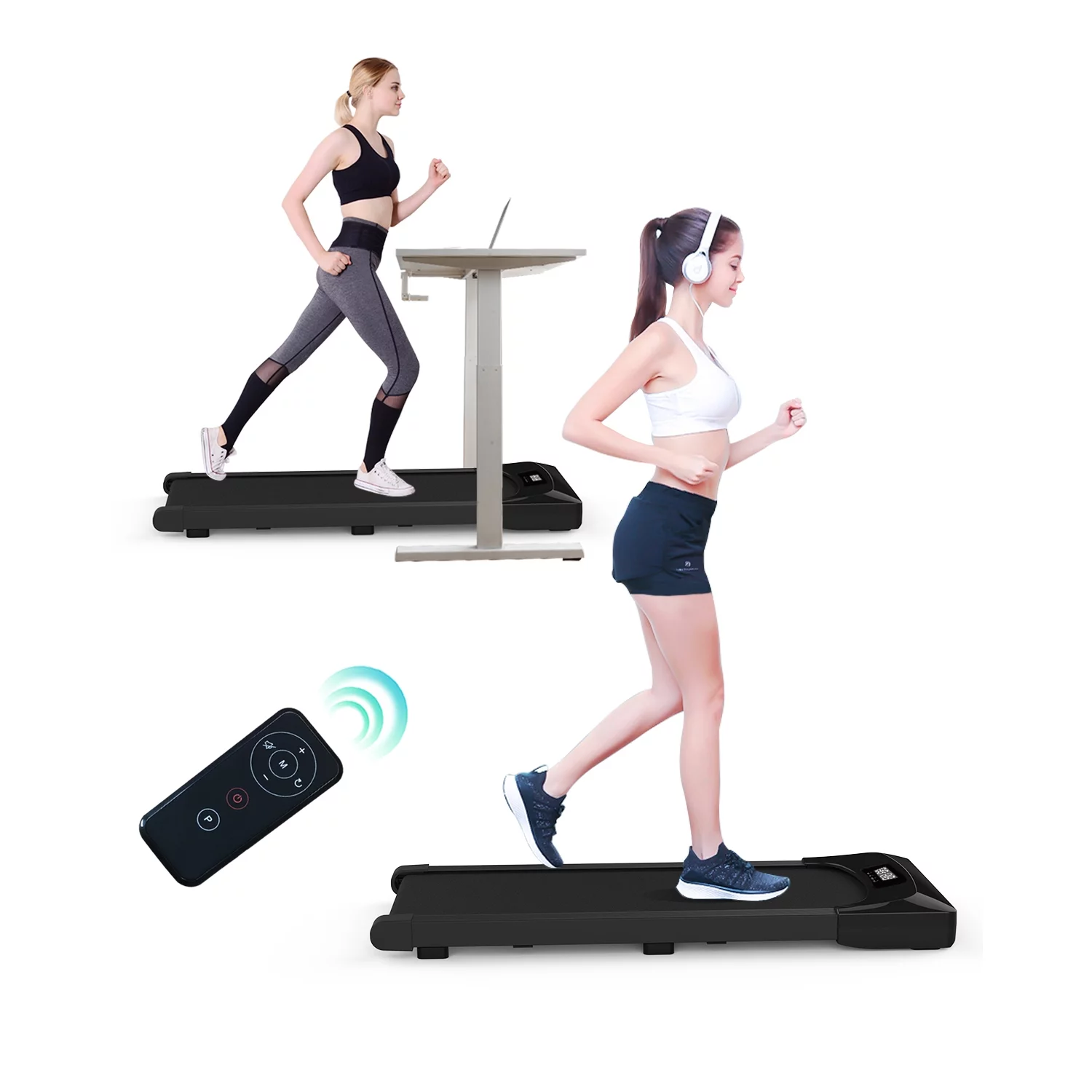 Clearance! Portable Treadmill Under Desk 2.5HP Electric Treadmill Walking for Home Maximum Weight 265lbs, Walking Treadmill 2 in 1 for Walking , Quiet and Powerful, Installation-Free