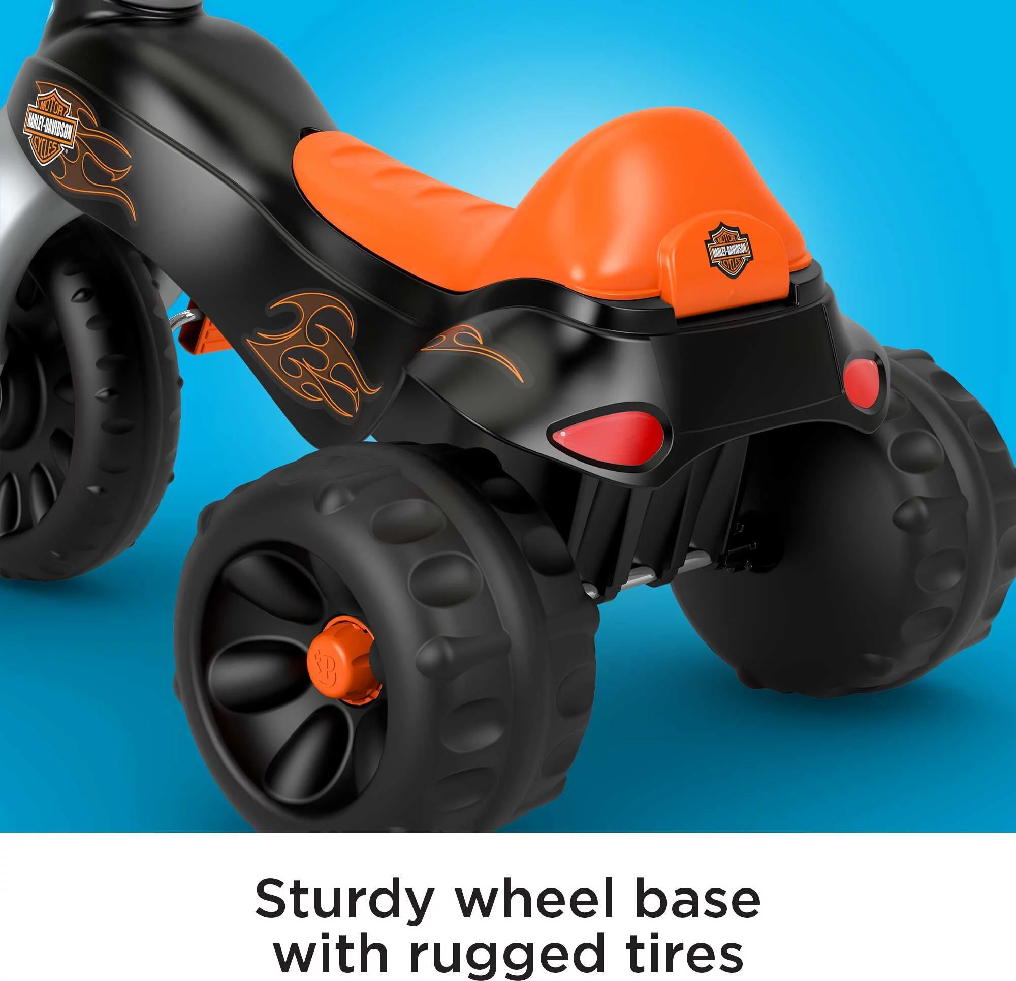 Fisher-Price Harley-Davidson Tricycle with Handlebar Grips, Multi-Terrain Tough Trike, Toddler Toy