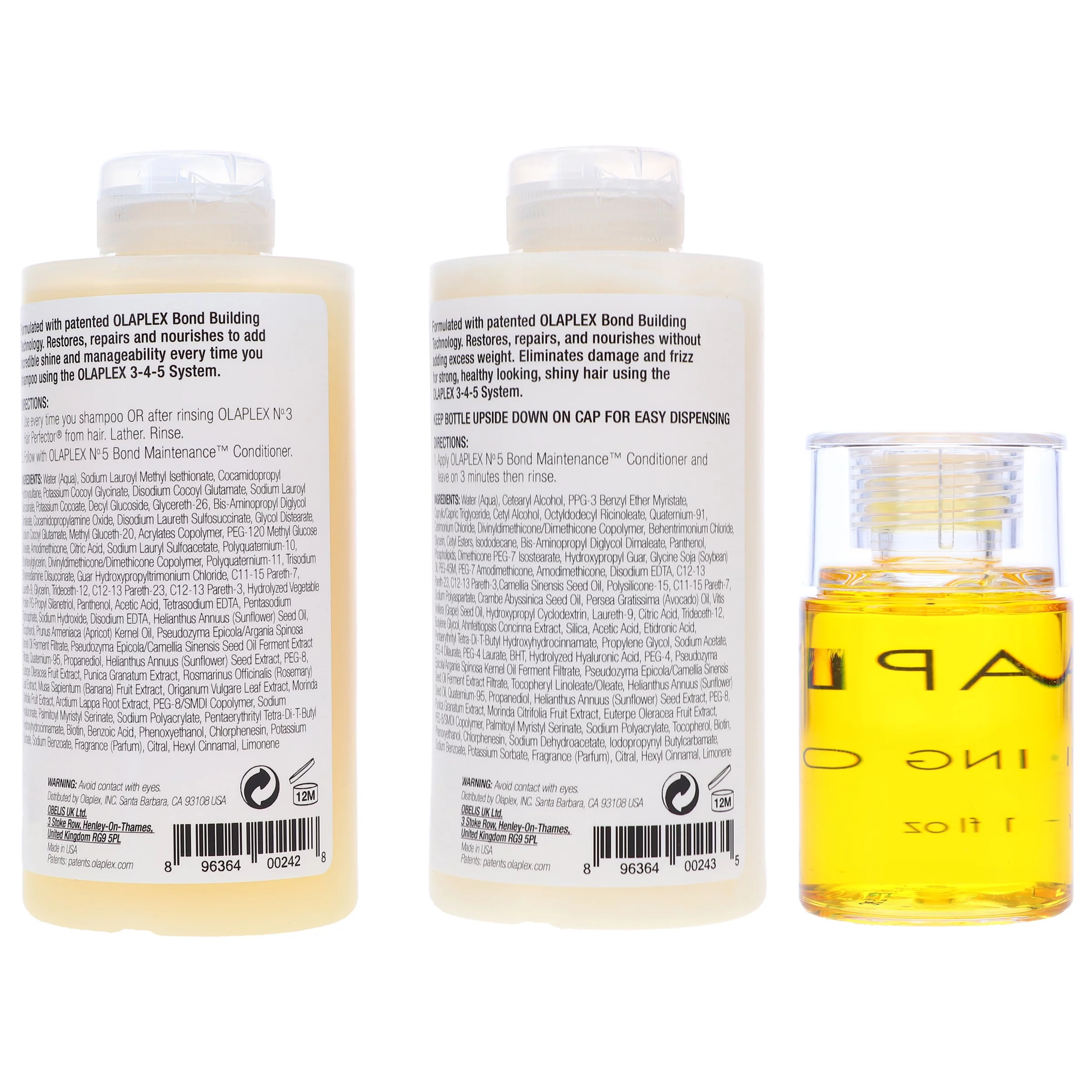 Olaplex No.4 Bond Maintenance Shampoo 8.5 oz, No. 5 Bond Maintenance Conditioner 8.5 oz & No. 7 Bonding Oil 1 oz Combo Pack