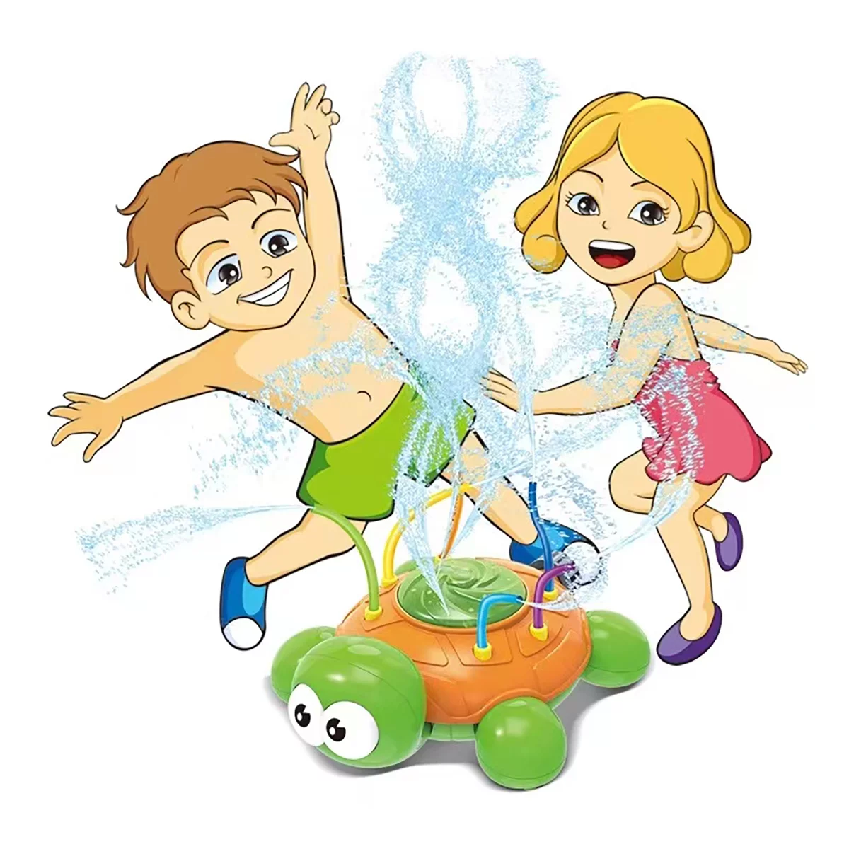 2CFun Sprinkler Toy for kids Water Fun Splash Play Toy Children Spinning Spray Turtle Outdoor Toys for Yard gift for Toddlers Boys Girls