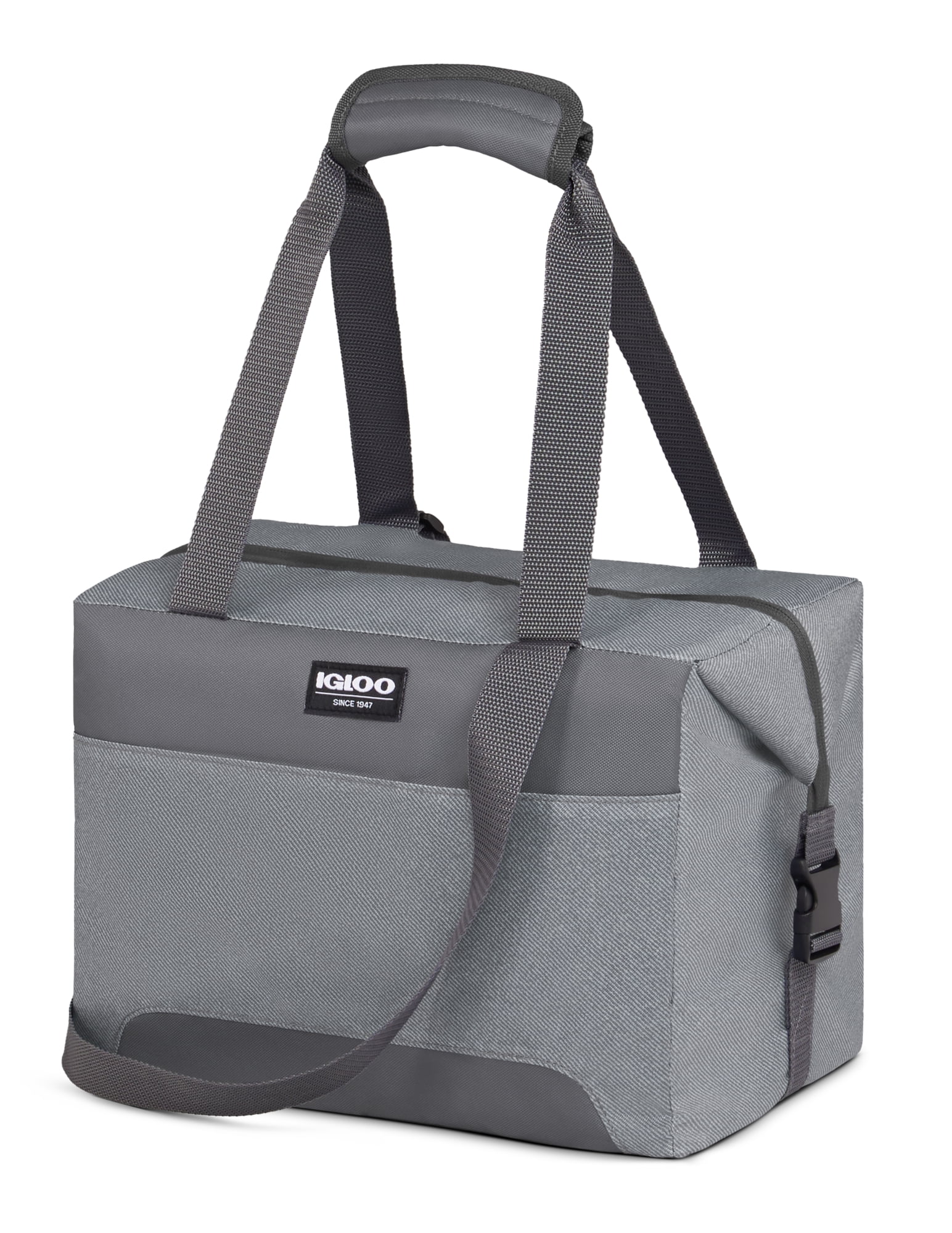 Igloo Snapdown Soft Sided 25 Can Cooler, Gray Twill with Ibiza Blue