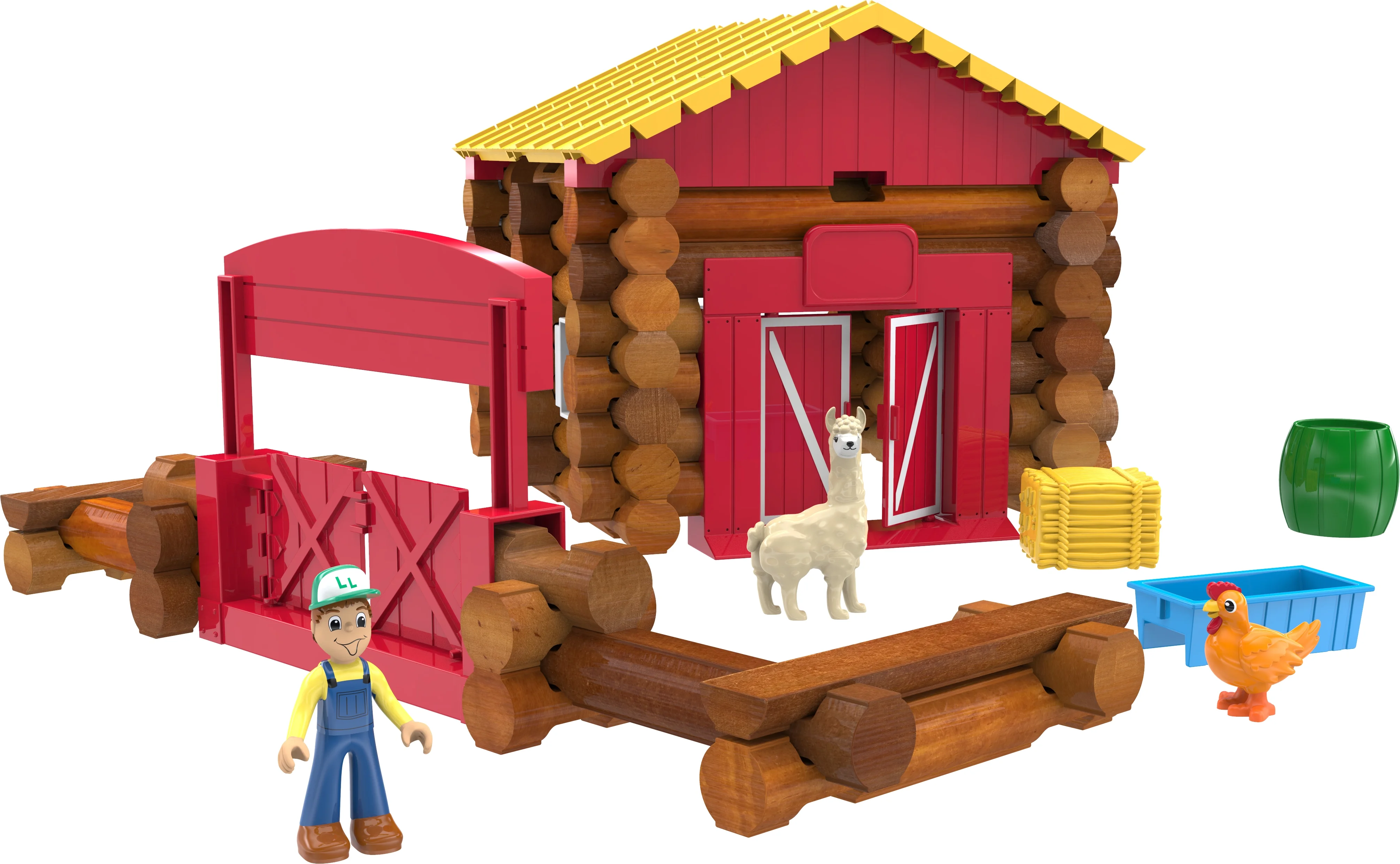 LINCOLN LOGS Fun on the Farm – Real Wood Logs – 102 parts – Ages 3 and up