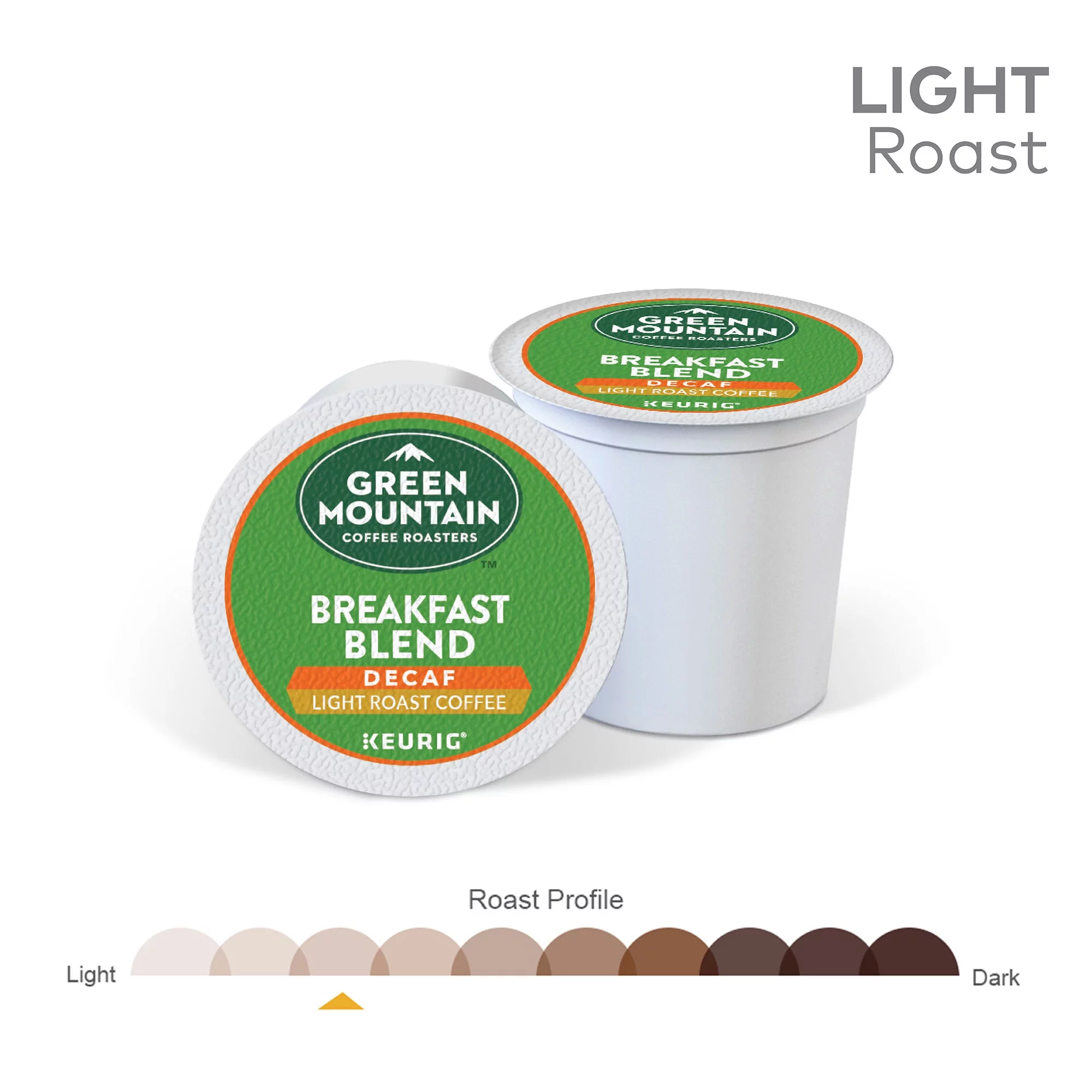 Green Mountain Coffee Roasters Breakfast Blend Decaf, Keurig K-Cup Pods, Light Roast Coffee, 48 Count