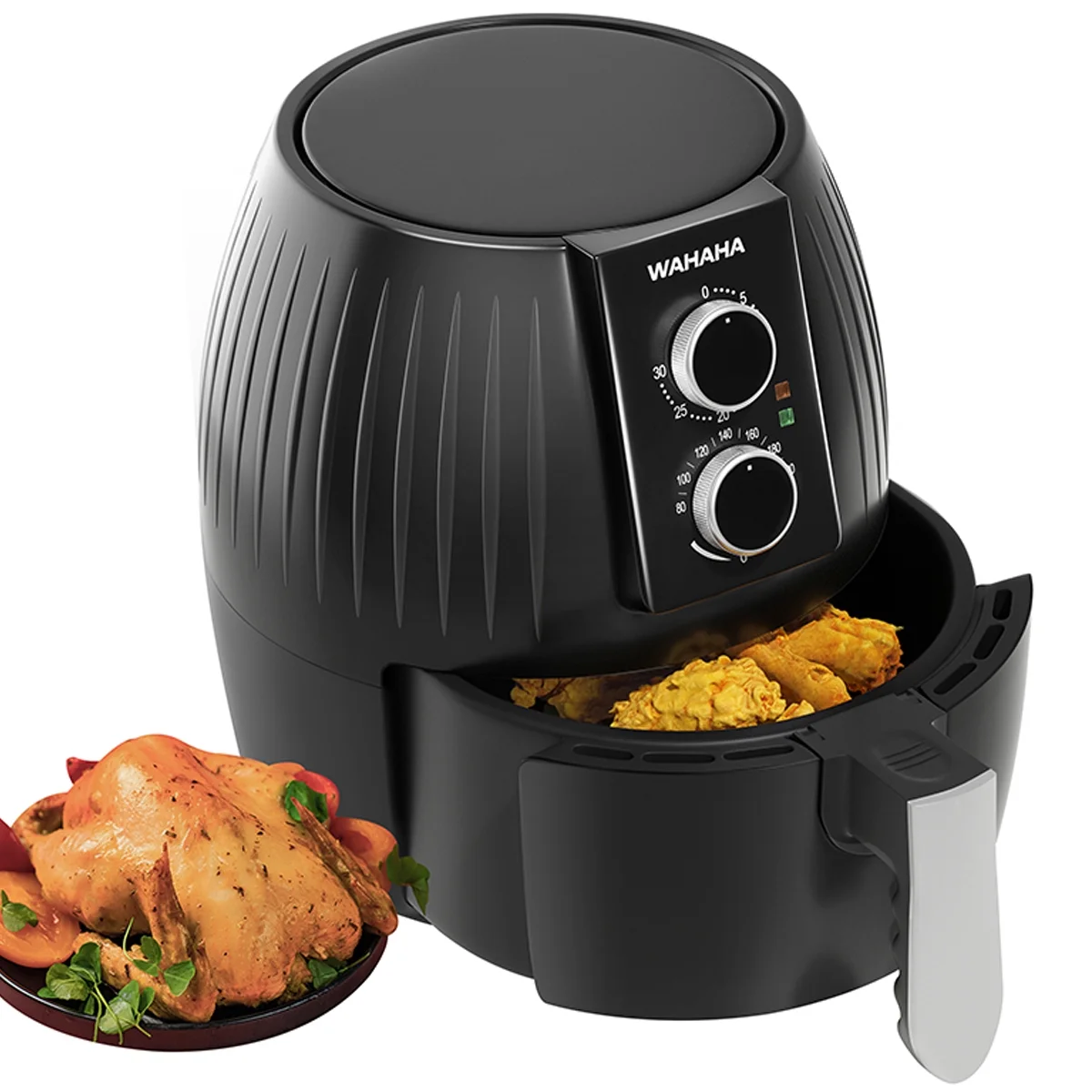 Air Fryer, 5.8 Qt Electric Hot Air Fryers Oven with Knob, Kitchen Appliances, 360 Air Circulation Heating, Non-Stick Basket, Recipes, UL Certified, 1300w, Black