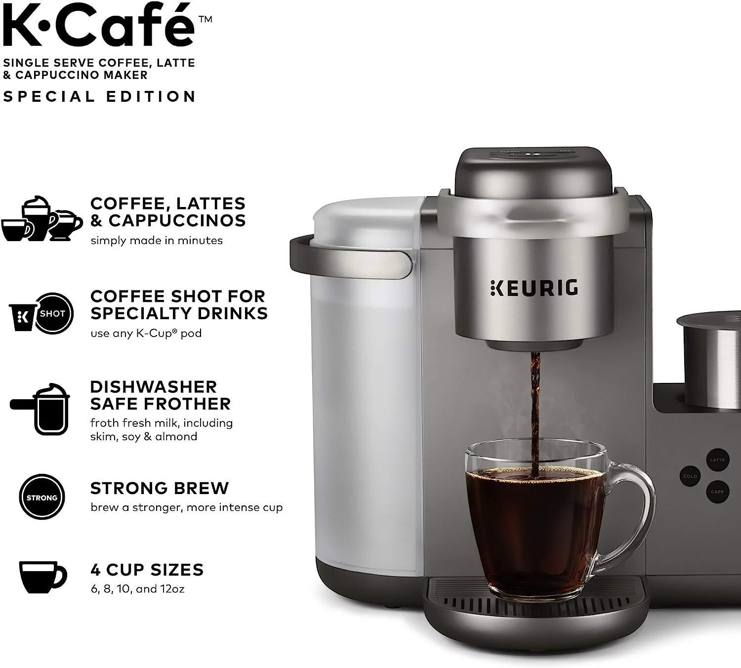 Keurig K-Cafe Special Edition Single-Serve K-Cup Pod Coffee, Latte, and Cappuccino Maker (Nickel)