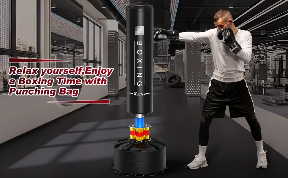 XDDIAS Punching Bag with Stand, Punching Bag for Adults, Boxing Bag with Stand 70”-205lbs Freestanding Punching Bag for Adult Youth Kids – Men Women Stand Kickboxing Bag for Home Office Gym