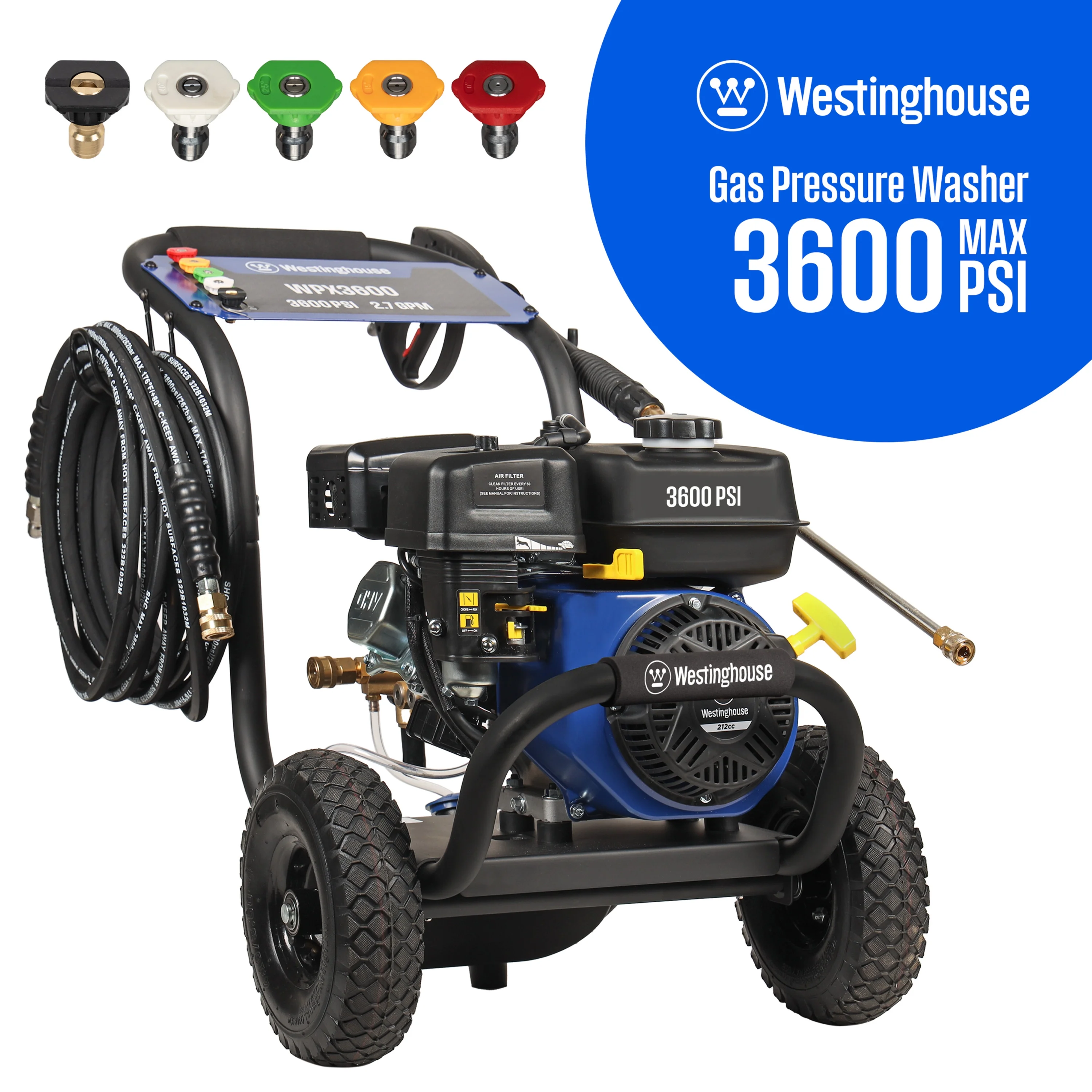 Westinghouse 2700-PSI, 2.3- GPM Gas Pressure Washer with 4 Nozzles & Soap Tank