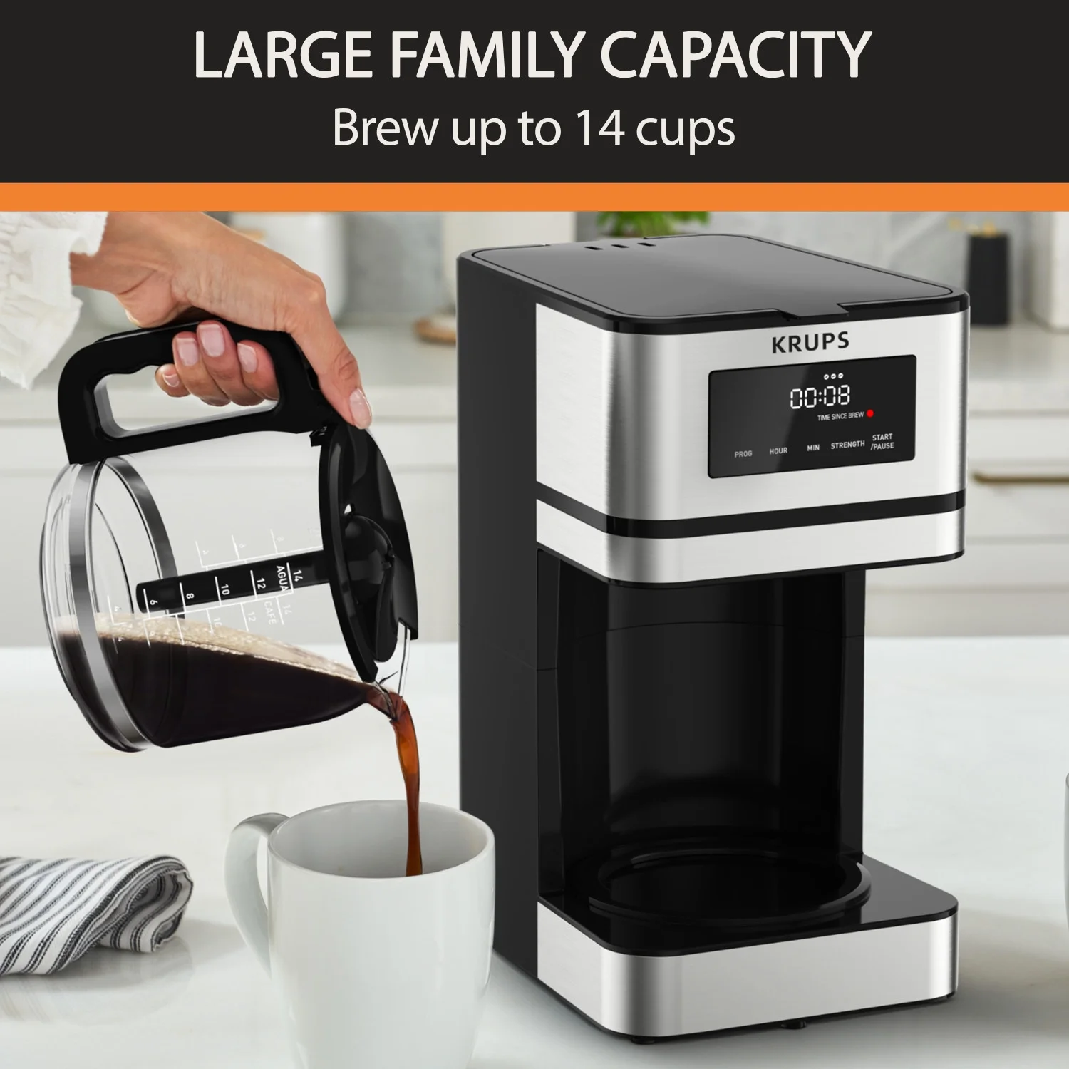 KRUPS Simply Brew Drip Coffee Maker, 14 Cups