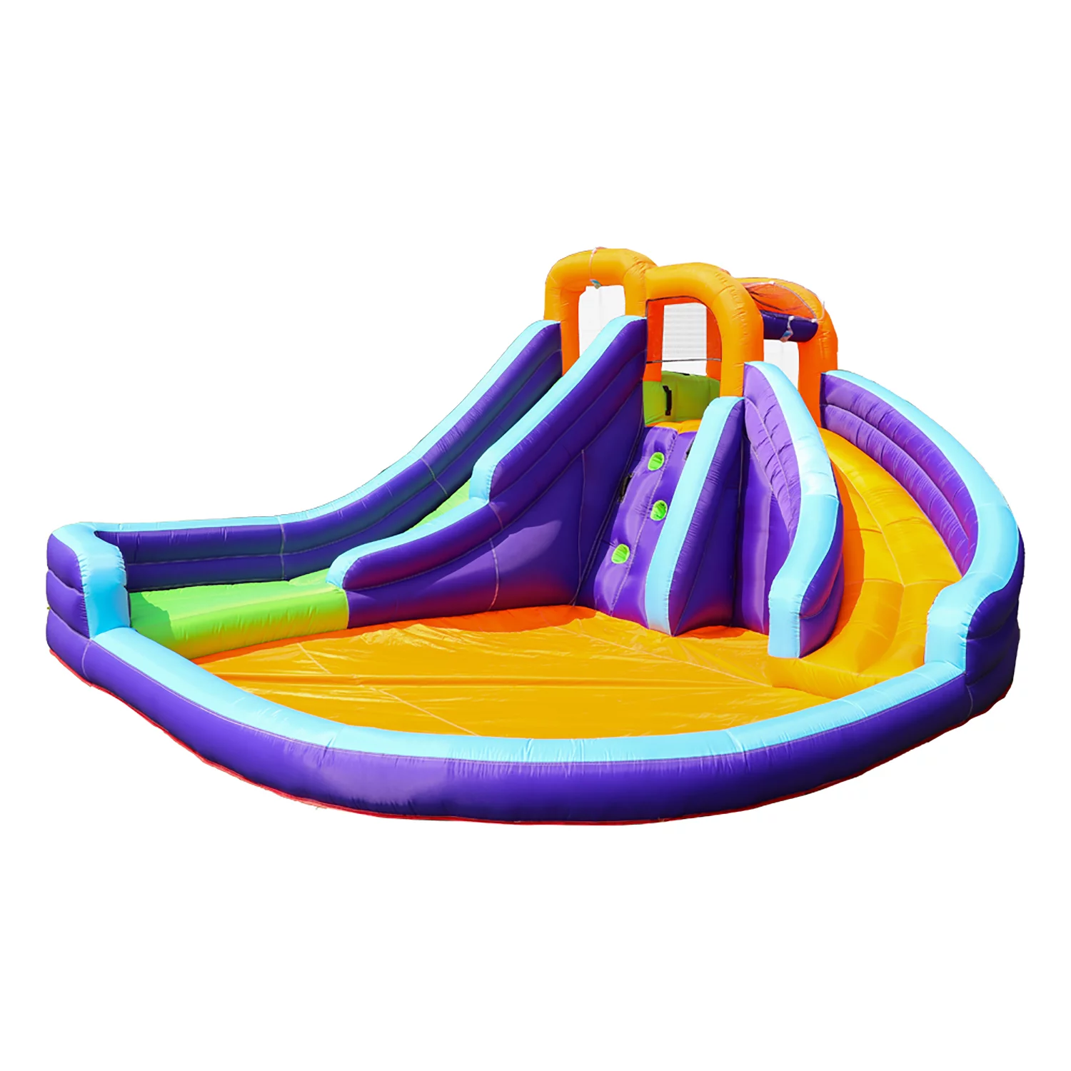 CocoNut Castles Double Slide Inflatable Water Park with Climbing Wall & Water Cannon