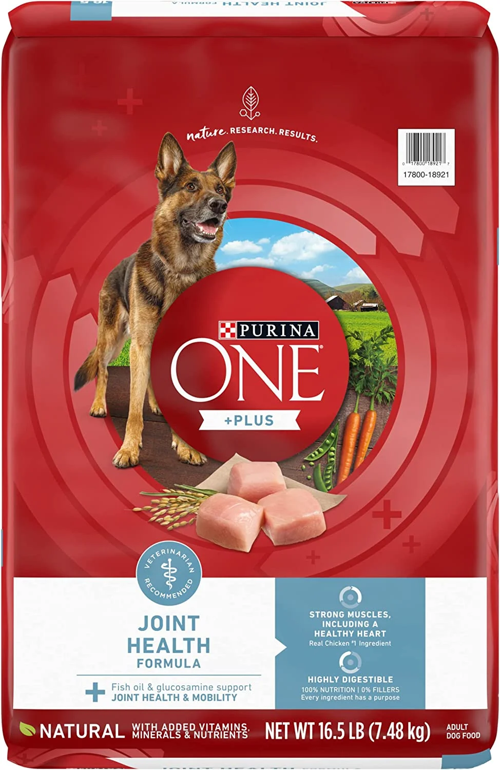 Purina One Plus Dry Dog Food Joint & Mobility Health, High Protein Chicken & Rice, 16.5 lb Bag