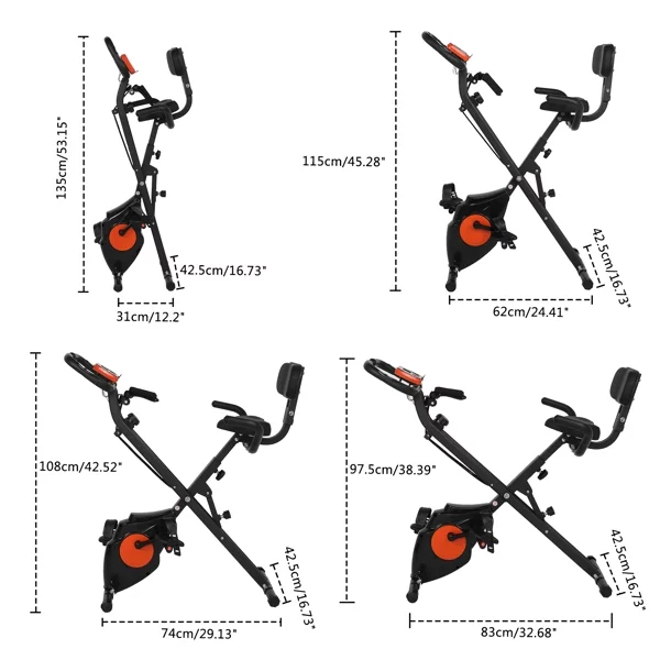 Folding Exercise Bike – 3 in 1 Upright Indoor Cycling Bike and Recumbent Exercise Bike, Foldable Stationary Bike