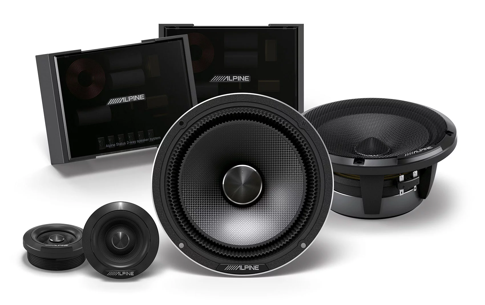 Pair Alpine Status HDZ-65CS Hi-Resolution 6.5?? 300w Slim Car Component Speakers