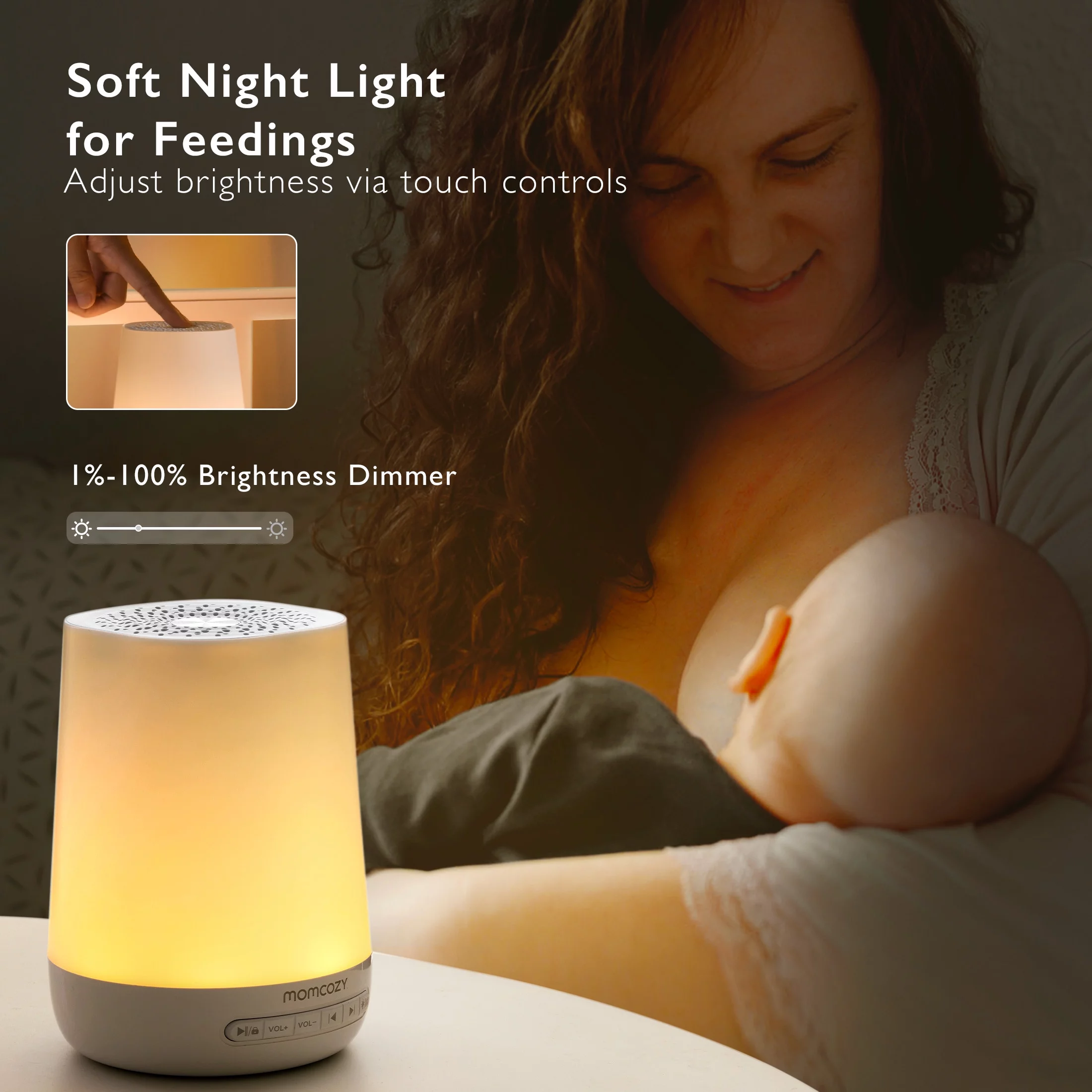 Momcozy Baby Sound Machine, Baby Soother With Rest Night Light, White Noise Machine