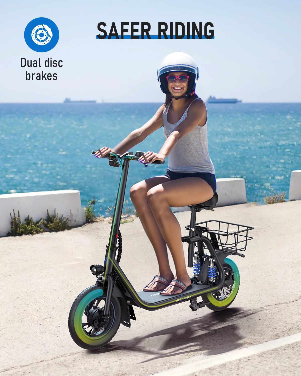 URBANMAX C1 Pro Electric Scooter Adults with Dual Shock Absorbers Up to 25 Miles 18.6MPH 450W Powerful Motor Folding Scooter Electric for Adults with Seat & Carry Basket