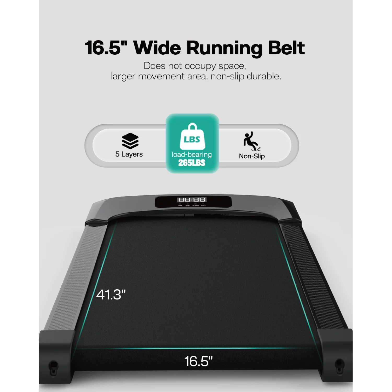 Portable Treadmill Under Desk 2.5HP Electric Treadmill Walking for Home Maximum Weight 265lbs, Walking Treadmill 2 in 1 for Walking , Quiet and Powerful, Installation-Free