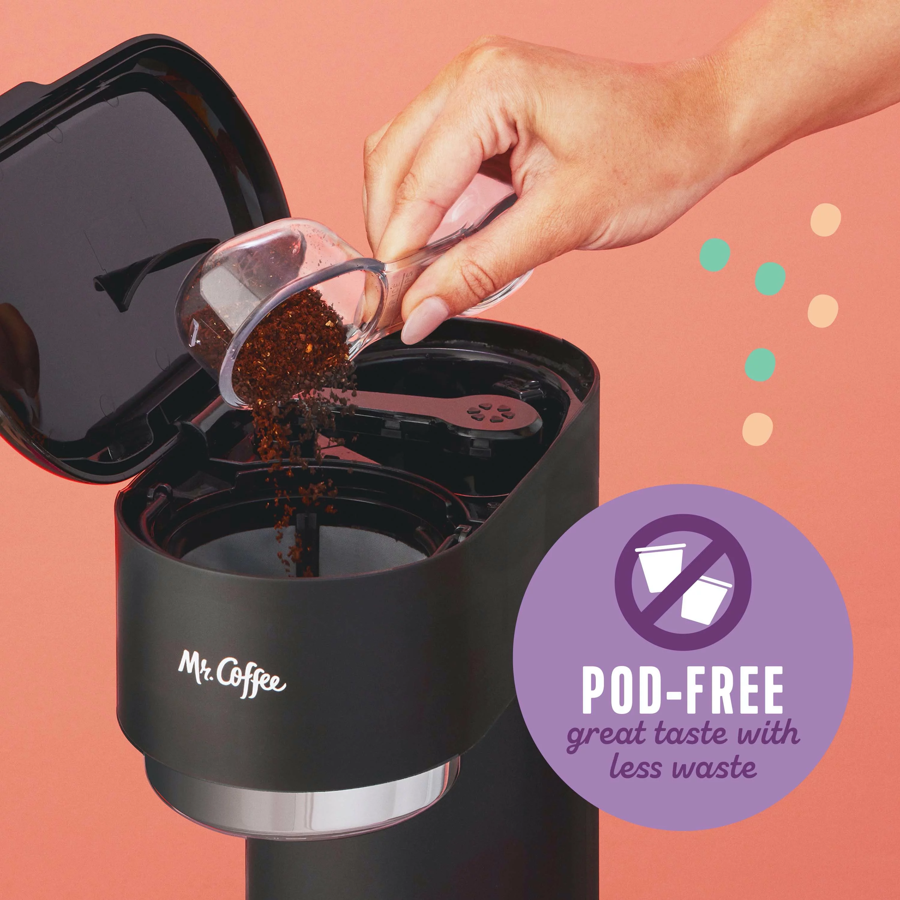 Mr. Coffee Single-Serve Iced and Hot Coffee Maker with Reusable Tumbler and Reusable Coffee Filter, Caf?? Mocha