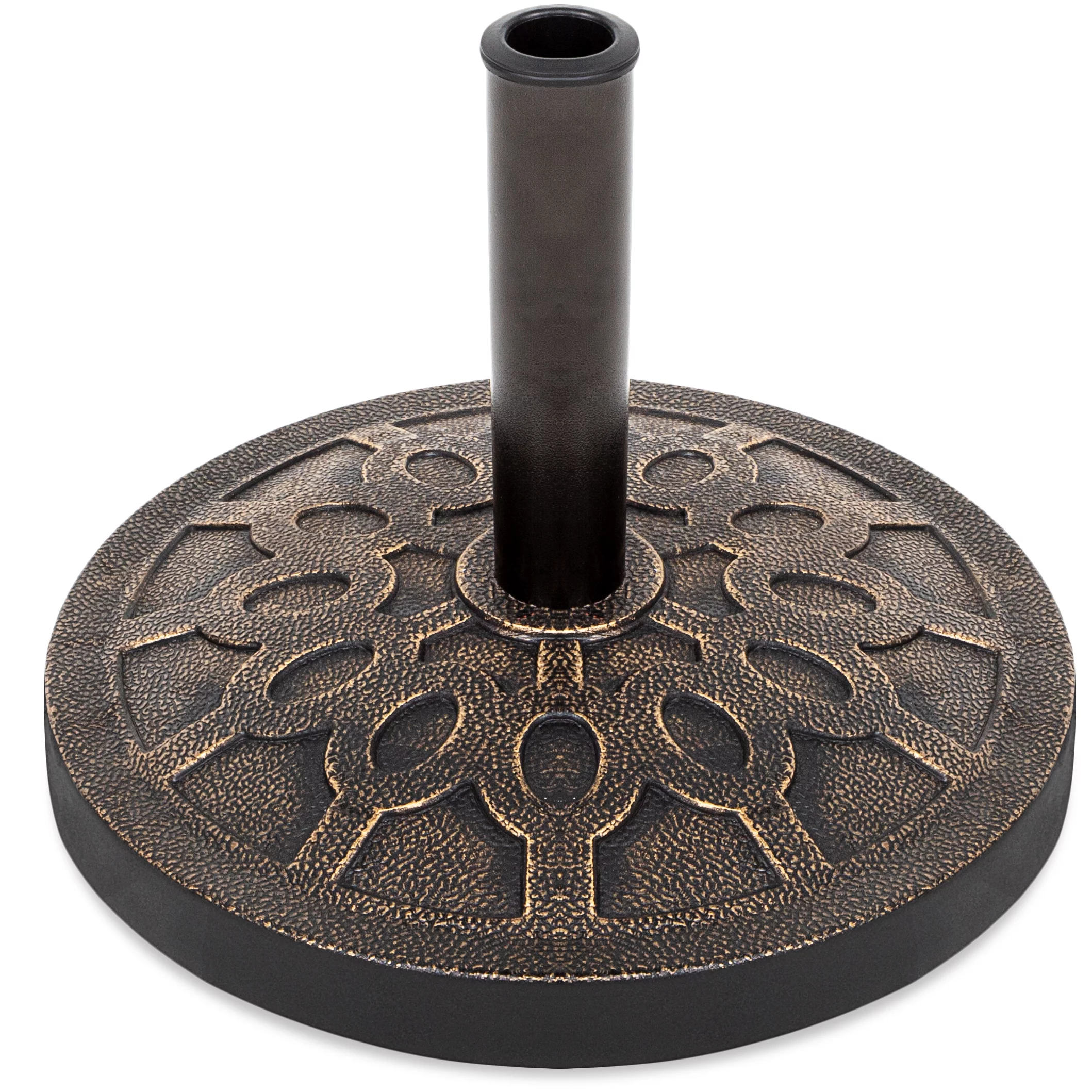 Best Choice Products 18in Round Heavy-Duty Steel Patio Umbrella Base Stand w/ Rust-Resistant Finish – Bronze