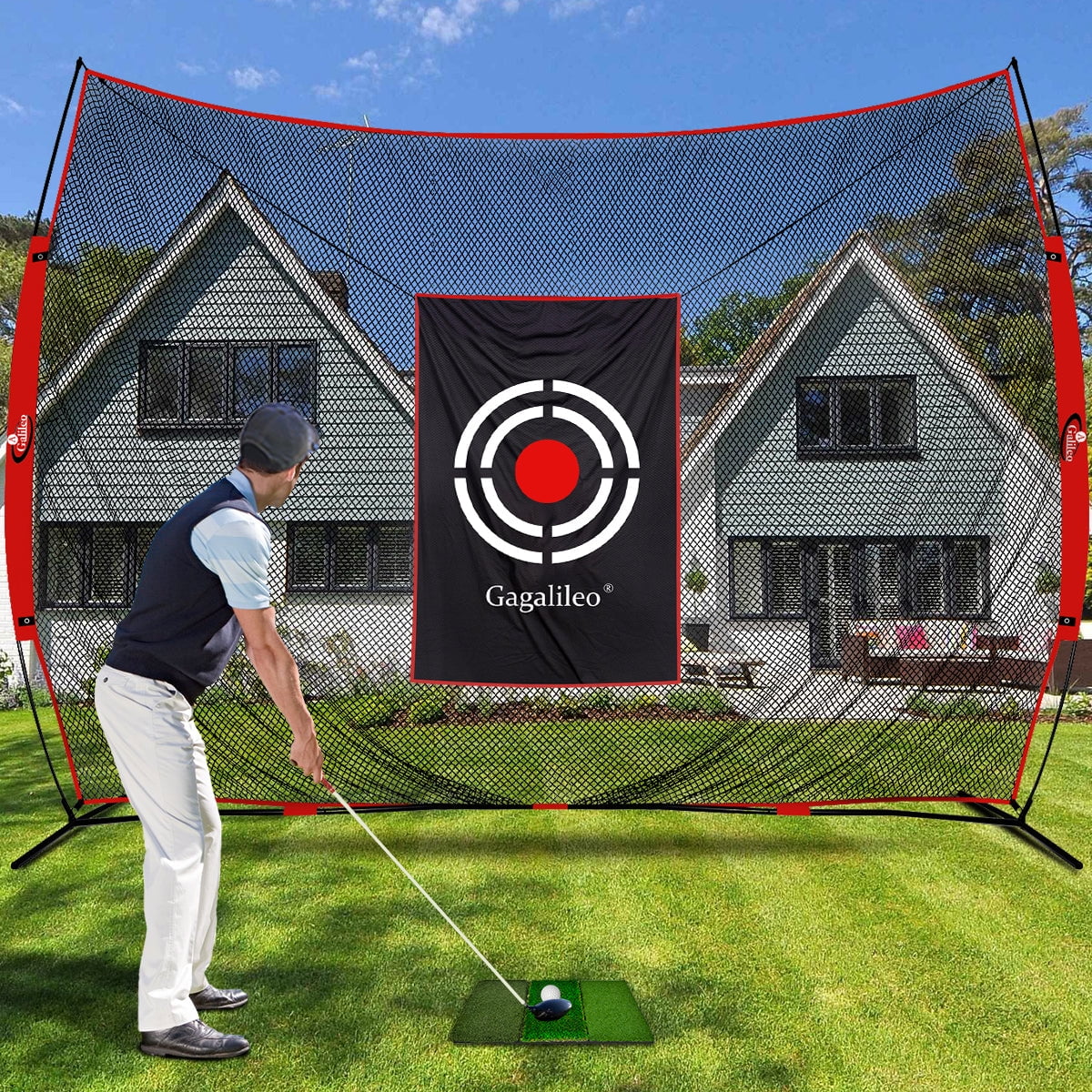 GALILEO Golf Practice Net 12X10Feet Golf Hitting Nets Driving Range Indoor Outdoor Golf Training Aids with Target Carry Bag GG-12X10