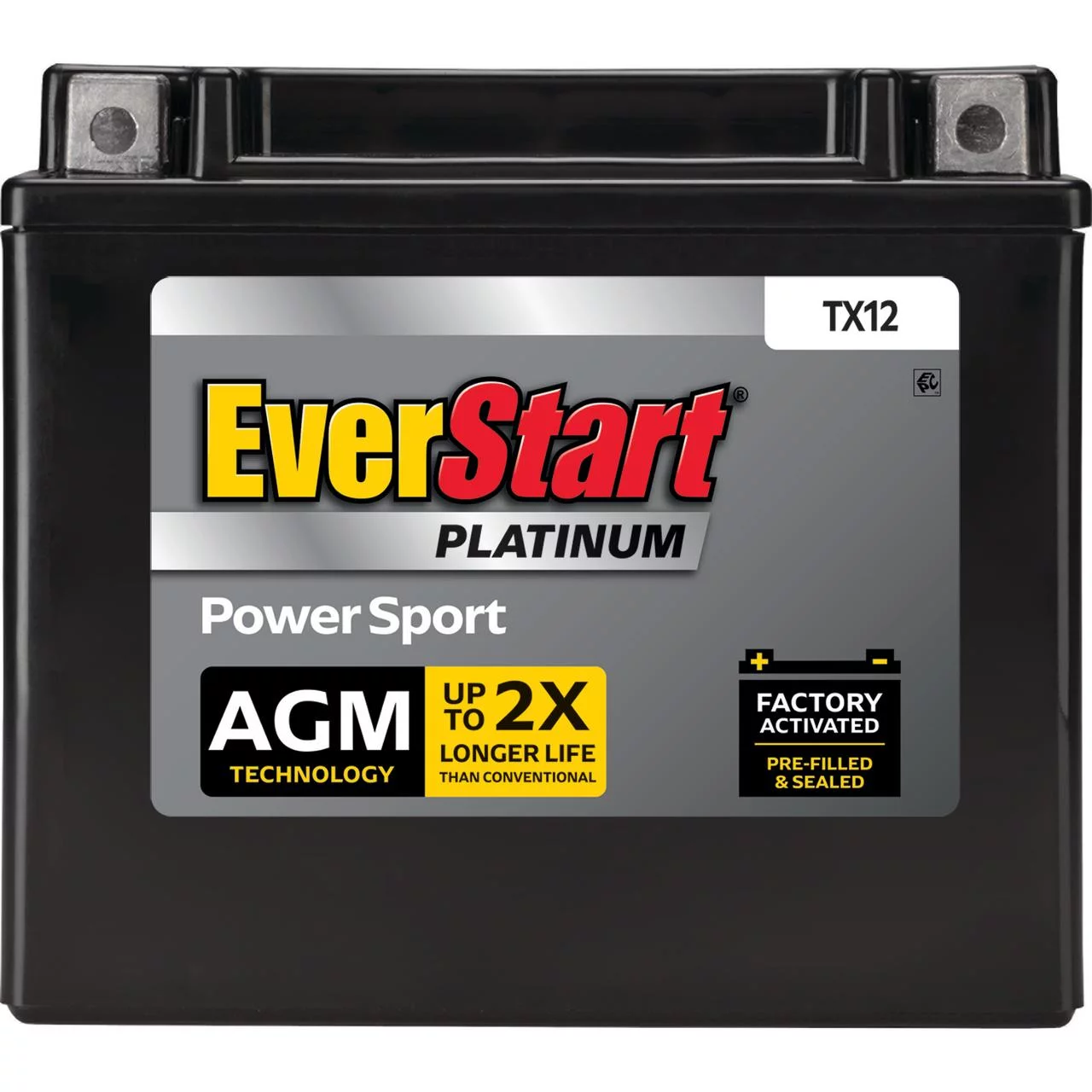 EverStart Premium BOXED AGM PowerSport Battery, Group Size TX12 12 Volt, 180 CCA