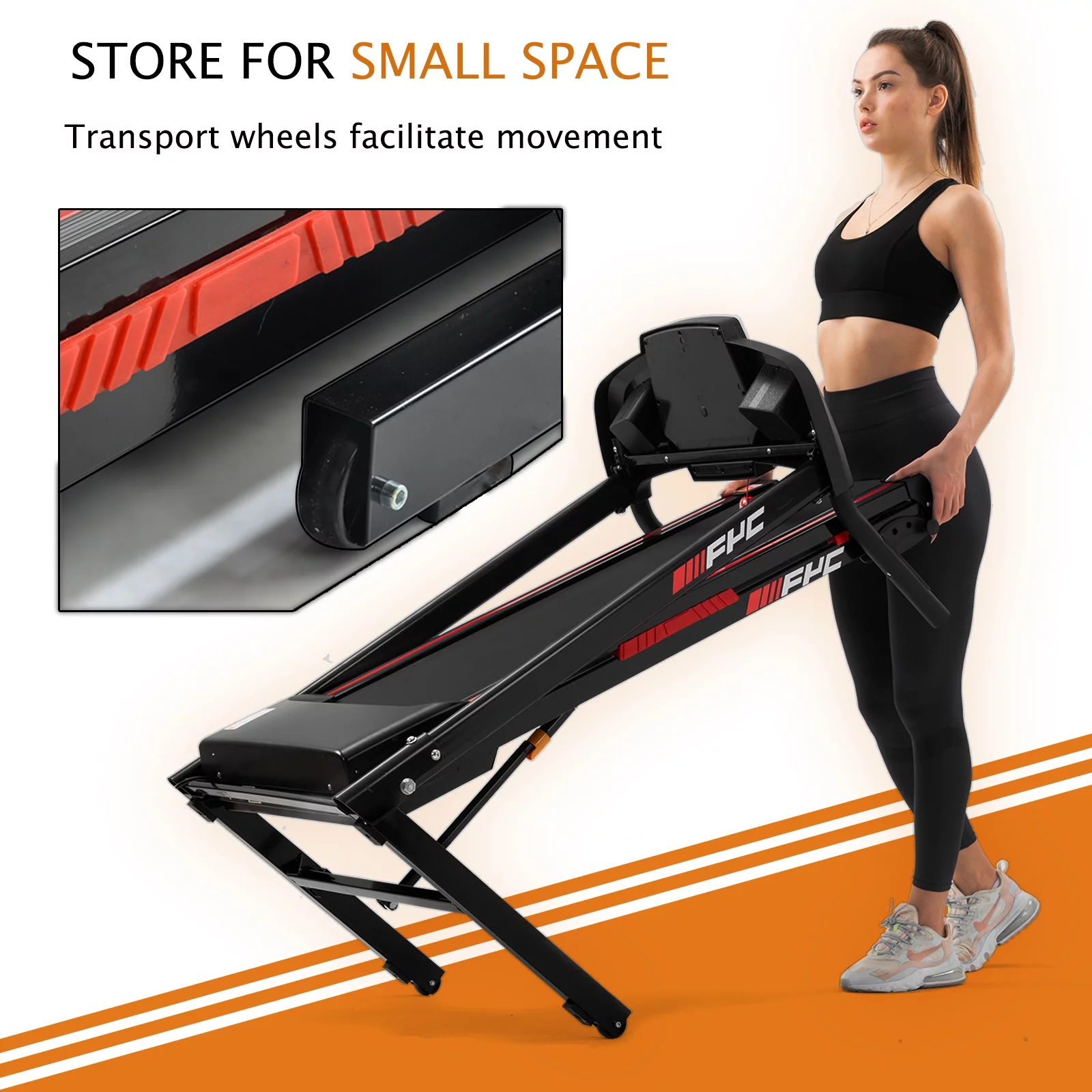 Clearance! Folding Treadmill, Install Free Under Desk Treadmill Portable Foldable with Incline, Large LCD Display, 3.5HP Foldable Treadmill with 2s Folding