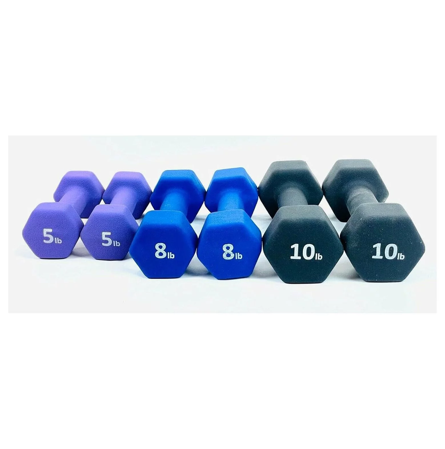 NeosKon Neoprene Coated Dumbbell Hand Weight Set of 6 (5 LB, 8 LB, 10 LB)